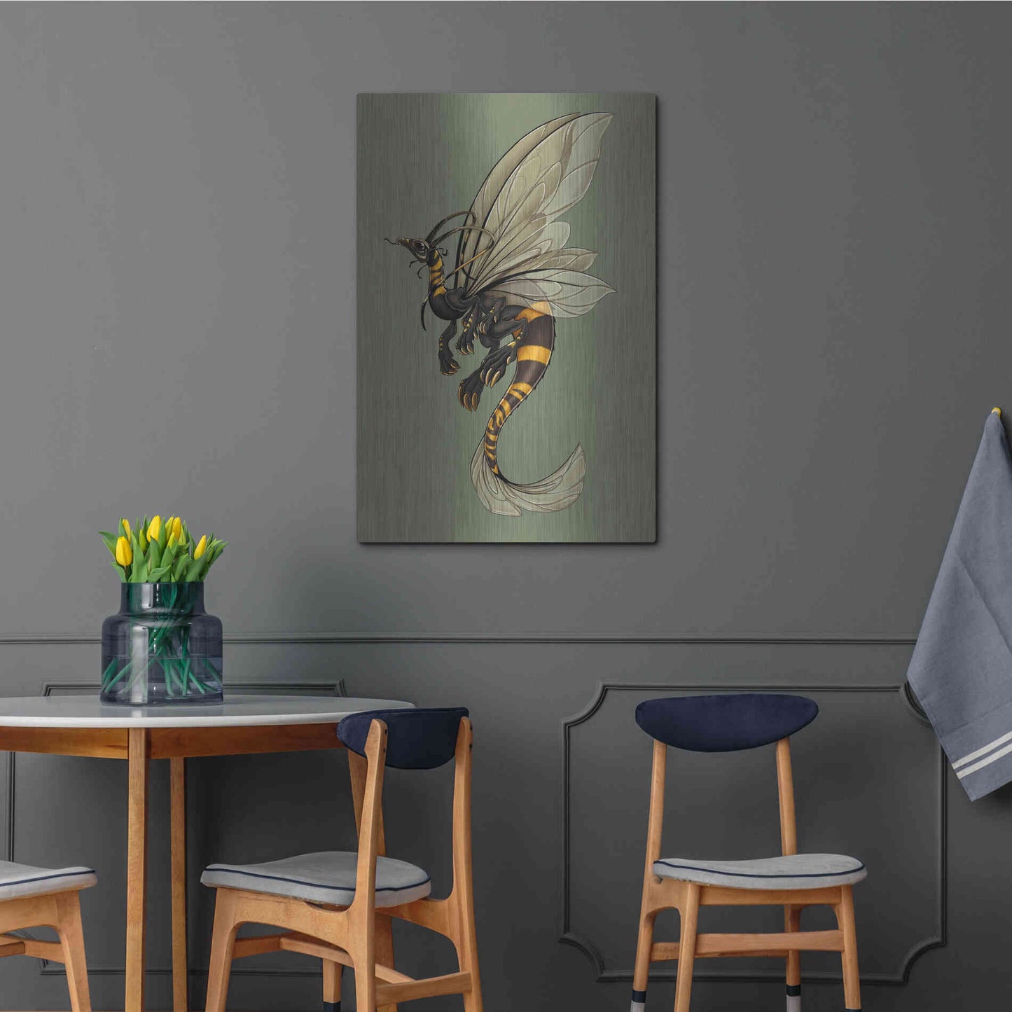 Luxe Metal Art 'Bee Dragon Celadon' by Avery Multer, Metal Wall Art,24x36