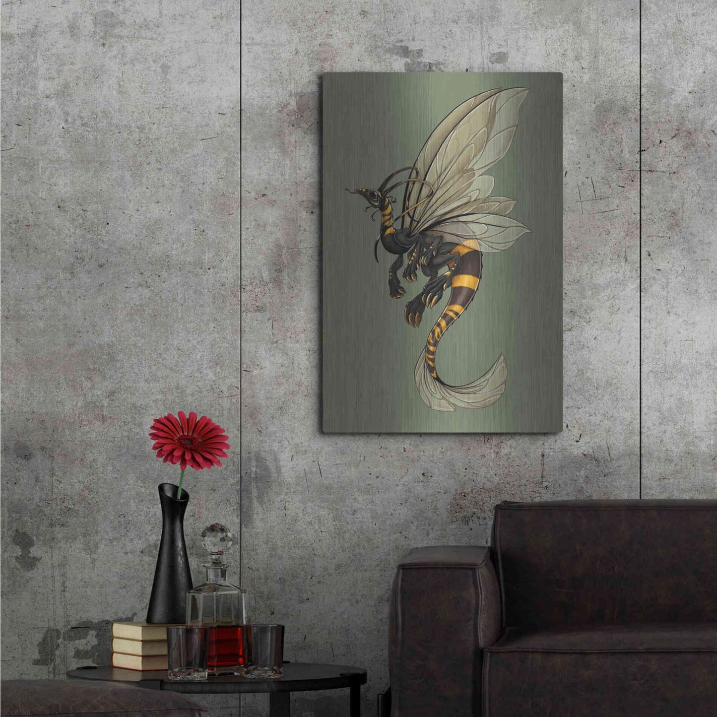 Luxe Metal Art 'Bee Dragon Celadon' by Avery Multer, Metal Wall Art,24x36