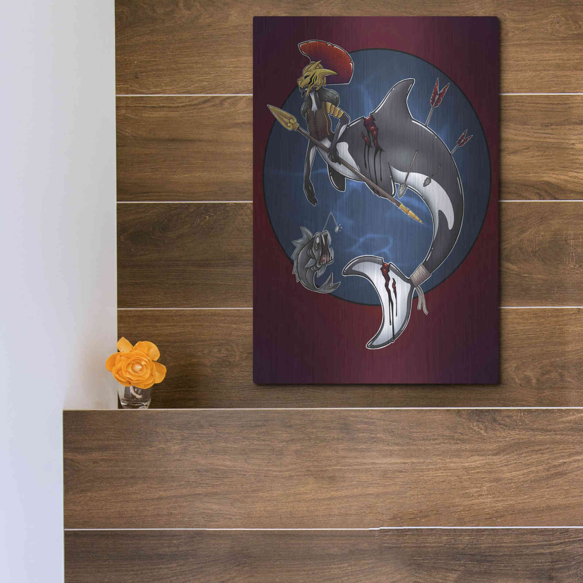 Luxe Metal Art 'Warrior Mermaid' by Avery Multer, Metal Wall Art,12x16