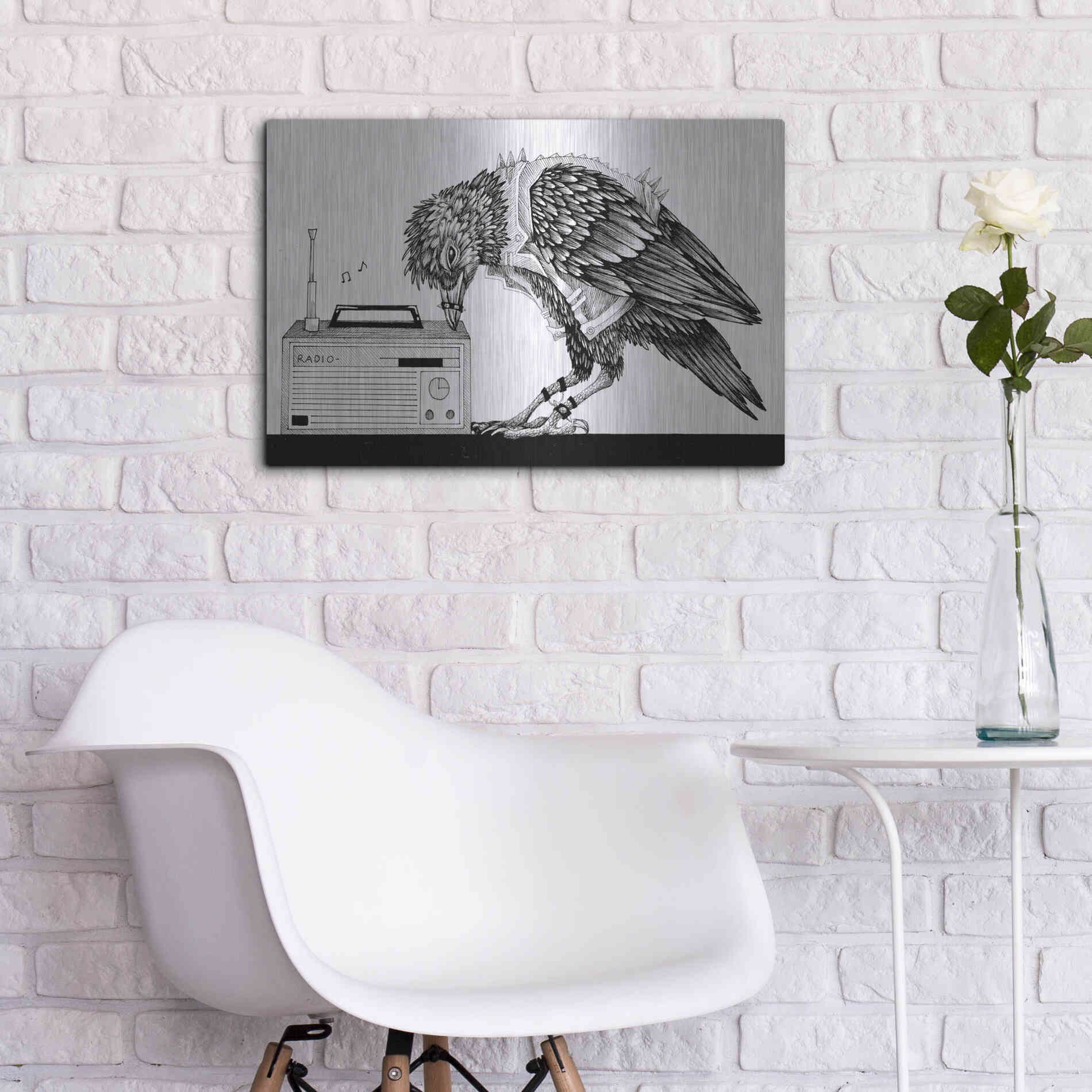 Luxe Metal Art 'Heavy Metal Crow' by Avery Multer, Metal Wall Art,24x16