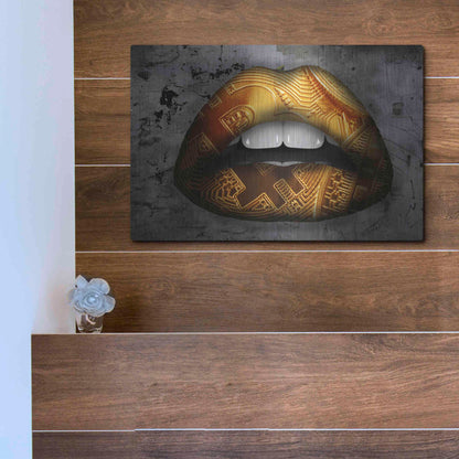Luxe Metal Art 'Bitcoin Lipstick' by Metal Wall Art,16x12