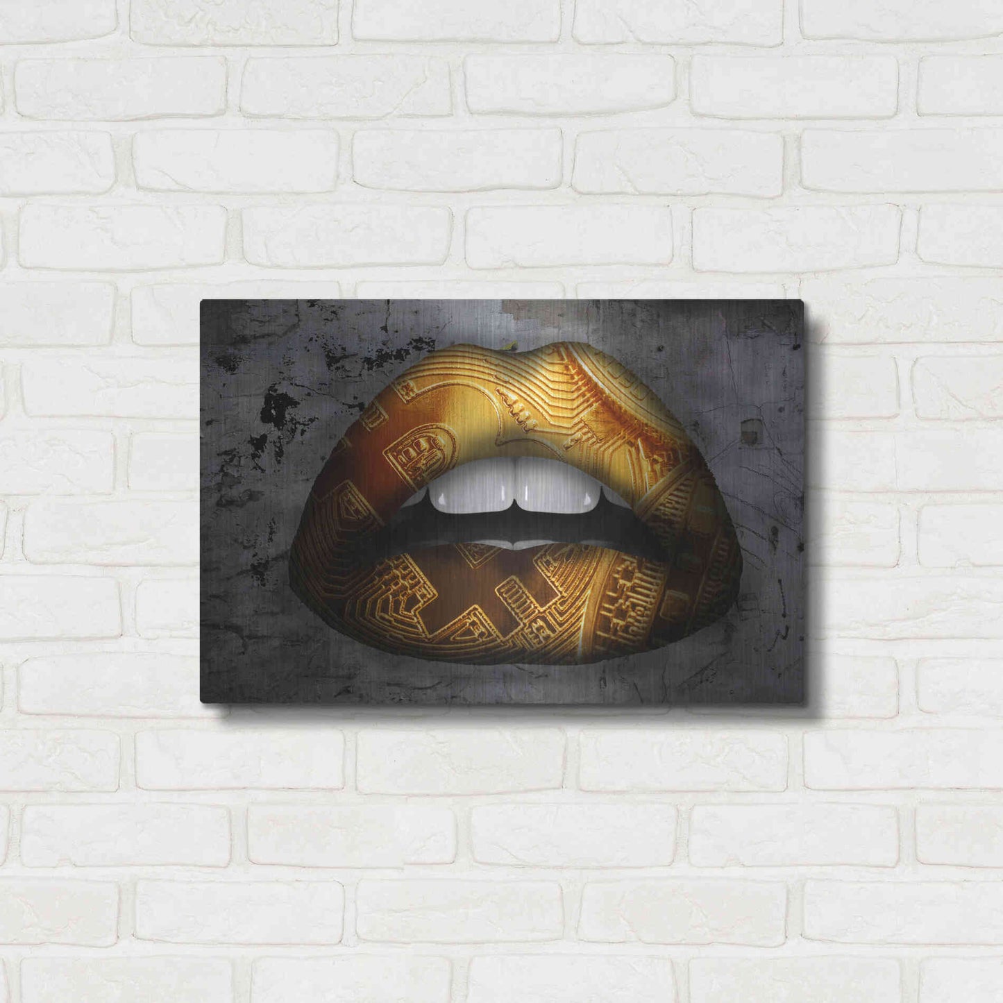 Luxe Metal Art 'Bitcoin Lipstick' by Metal Wall Art,24x16