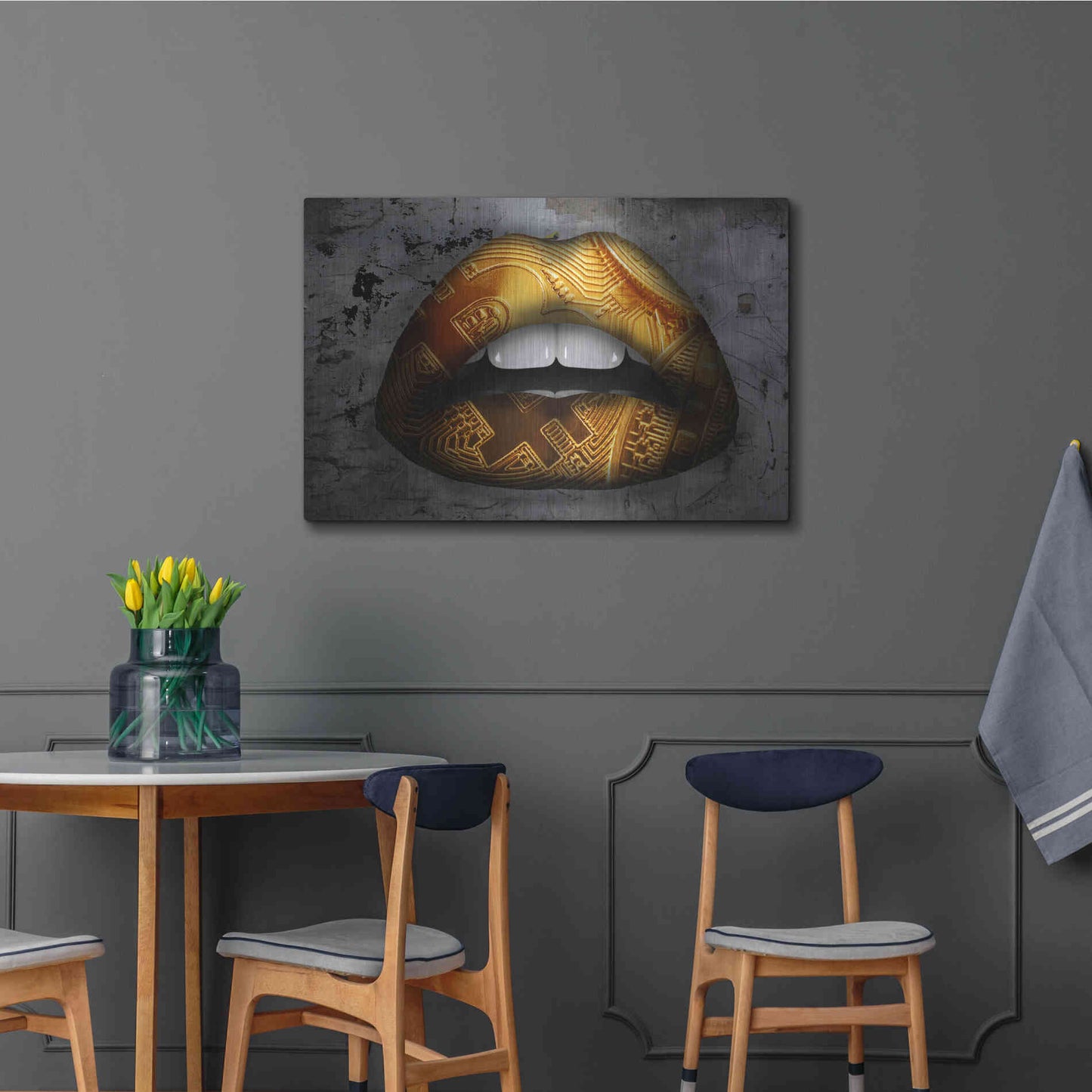 Luxe Metal Art 'Bitcoin Lipstick' by Metal Wall Art,36x24