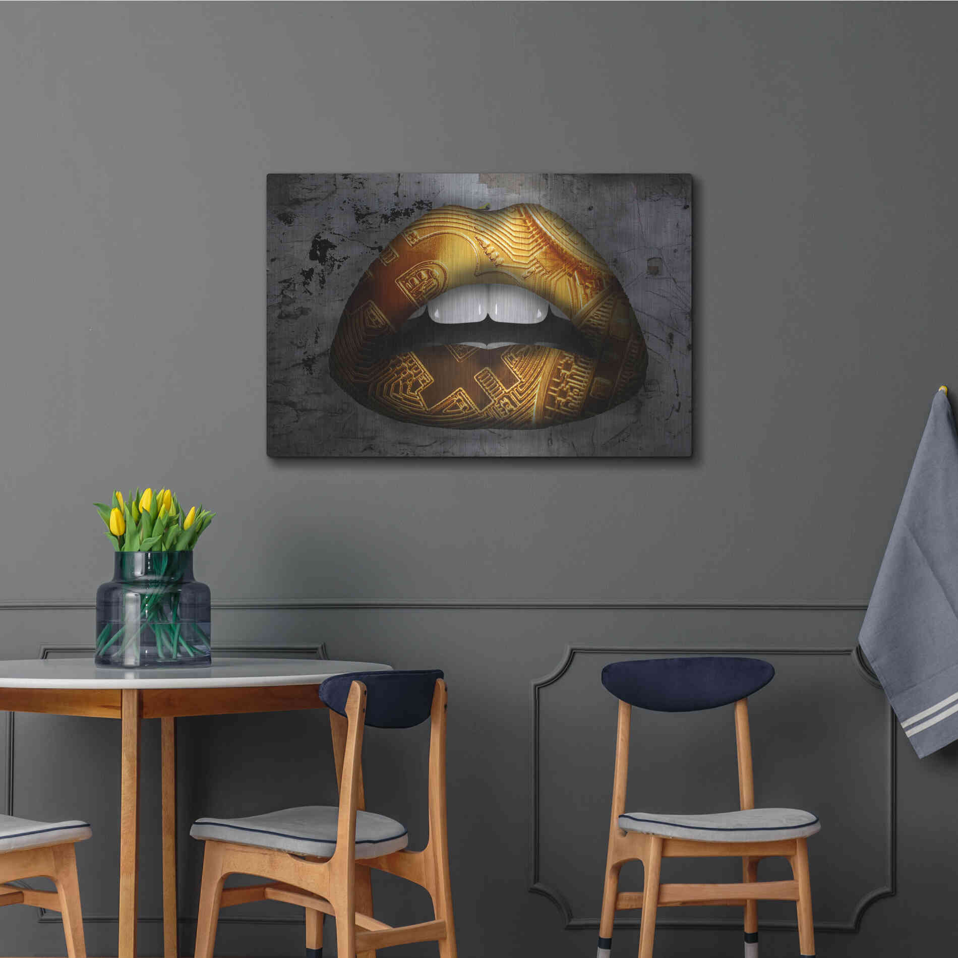 Luxe Metal Art 'Bitcoin Lipstick' by Metal Wall Art,36x24