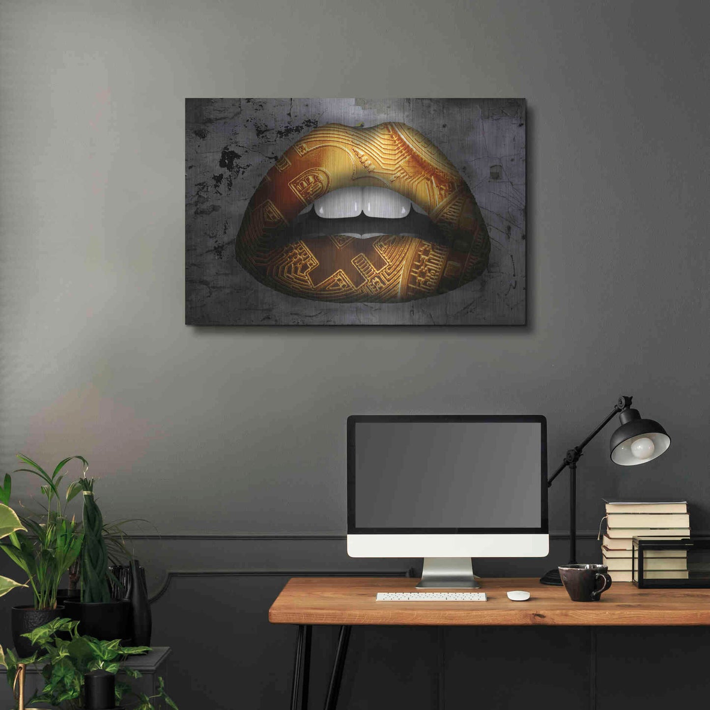 Luxe Metal Art 'Bitcoin Lipstick' by Metal Wall Art,36x24