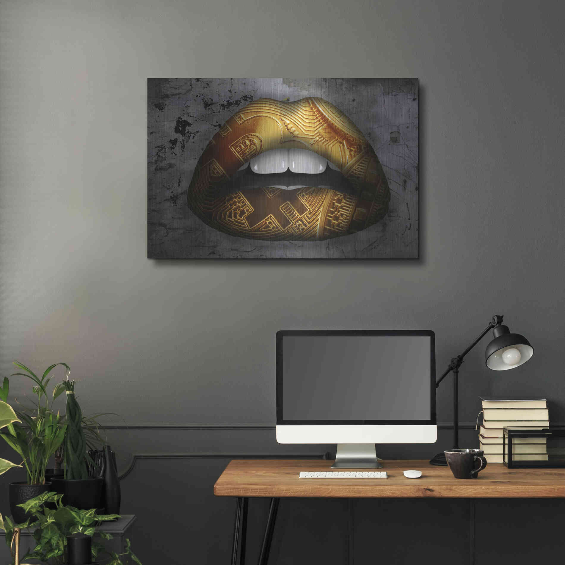 Luxe Metal Art 'Bitcoin Lipstick' by Metal Wall Art,36x24