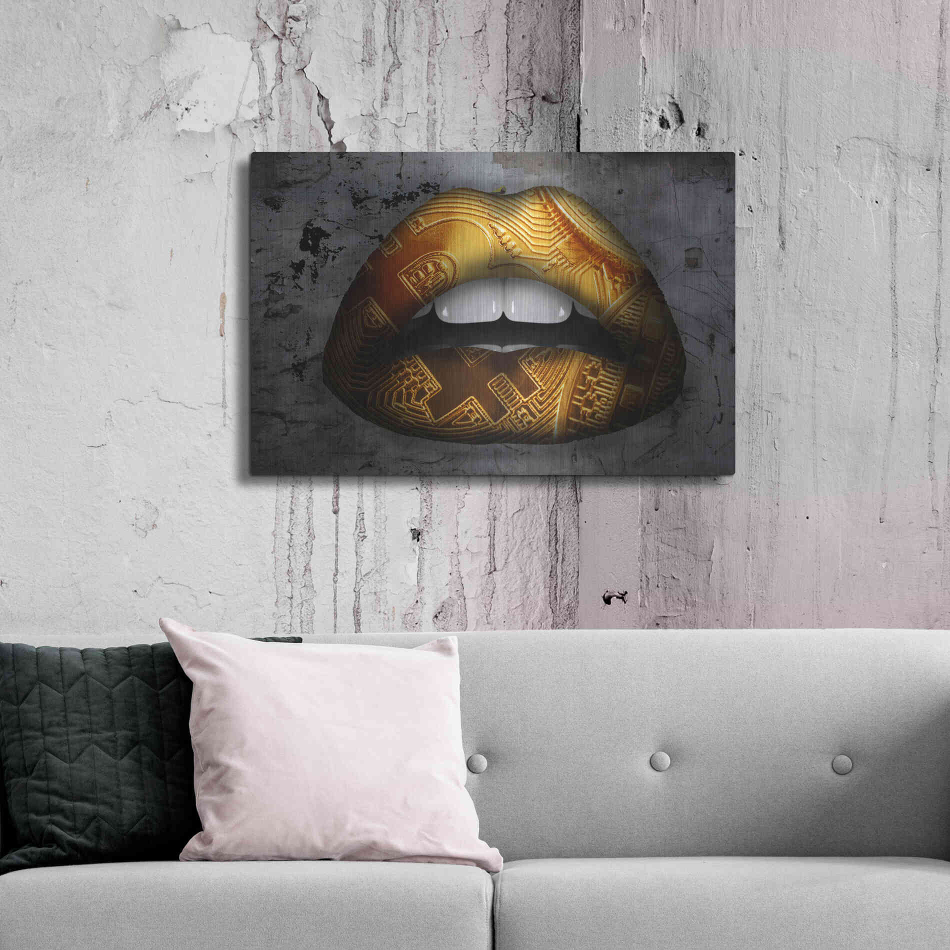 Luxe Metal Art 'Bitcoin Lipstick' by Metal Wall Art,36x24