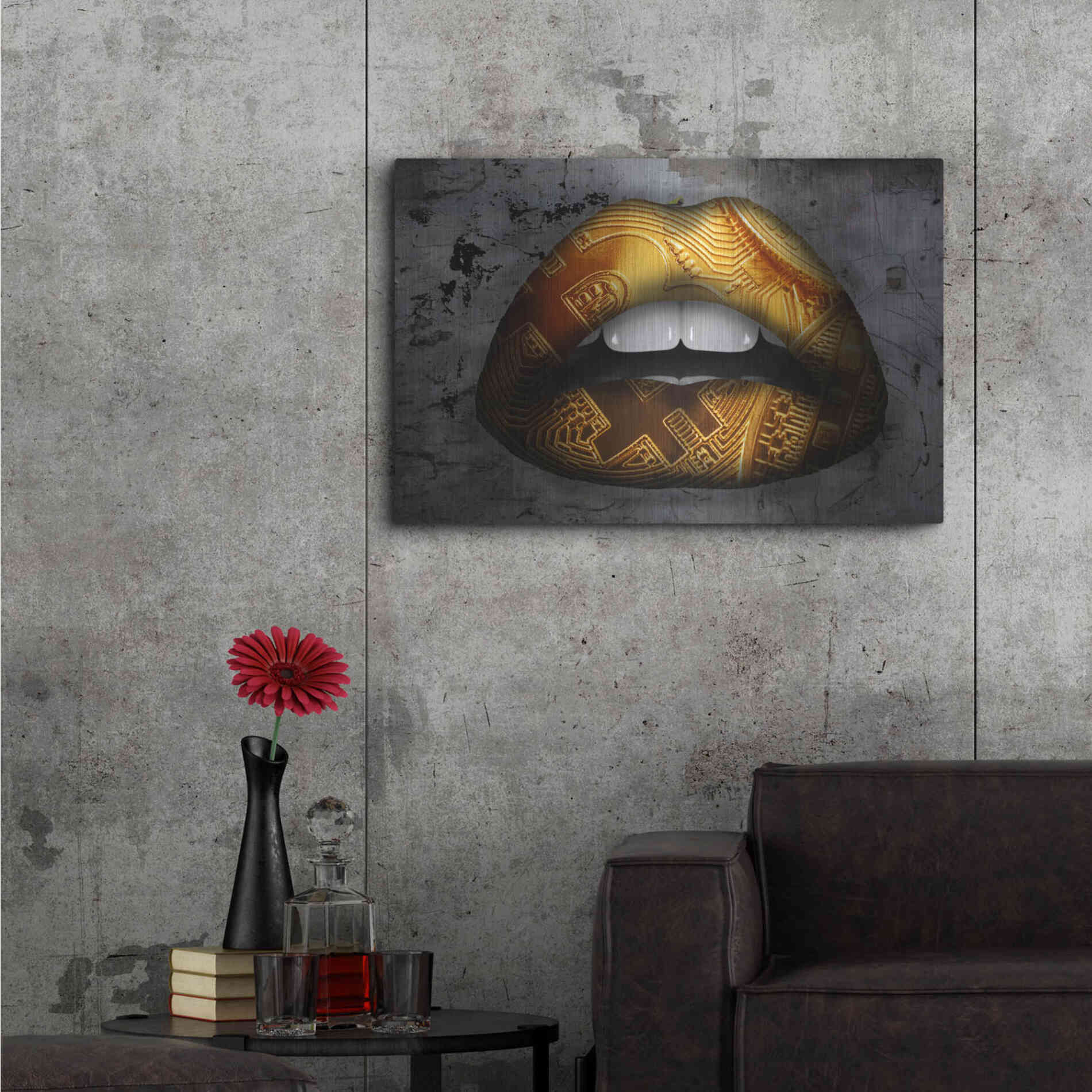 Luxe Metal Art 'Bitcoin Lipstick' by Metal Wall Art,36x24