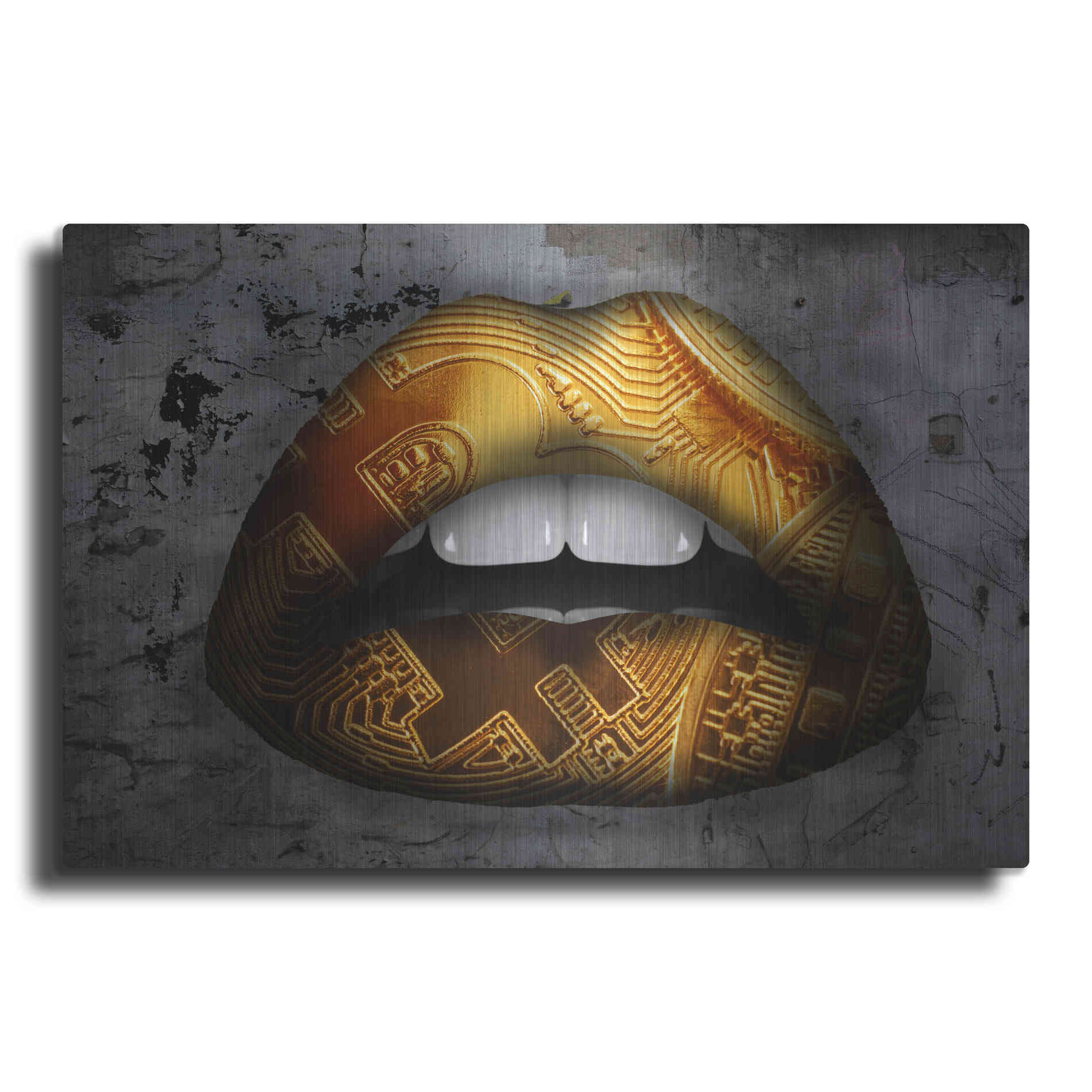 Luxe Metal Art 'Bitcoin Lipstick' by Metal Wall Art