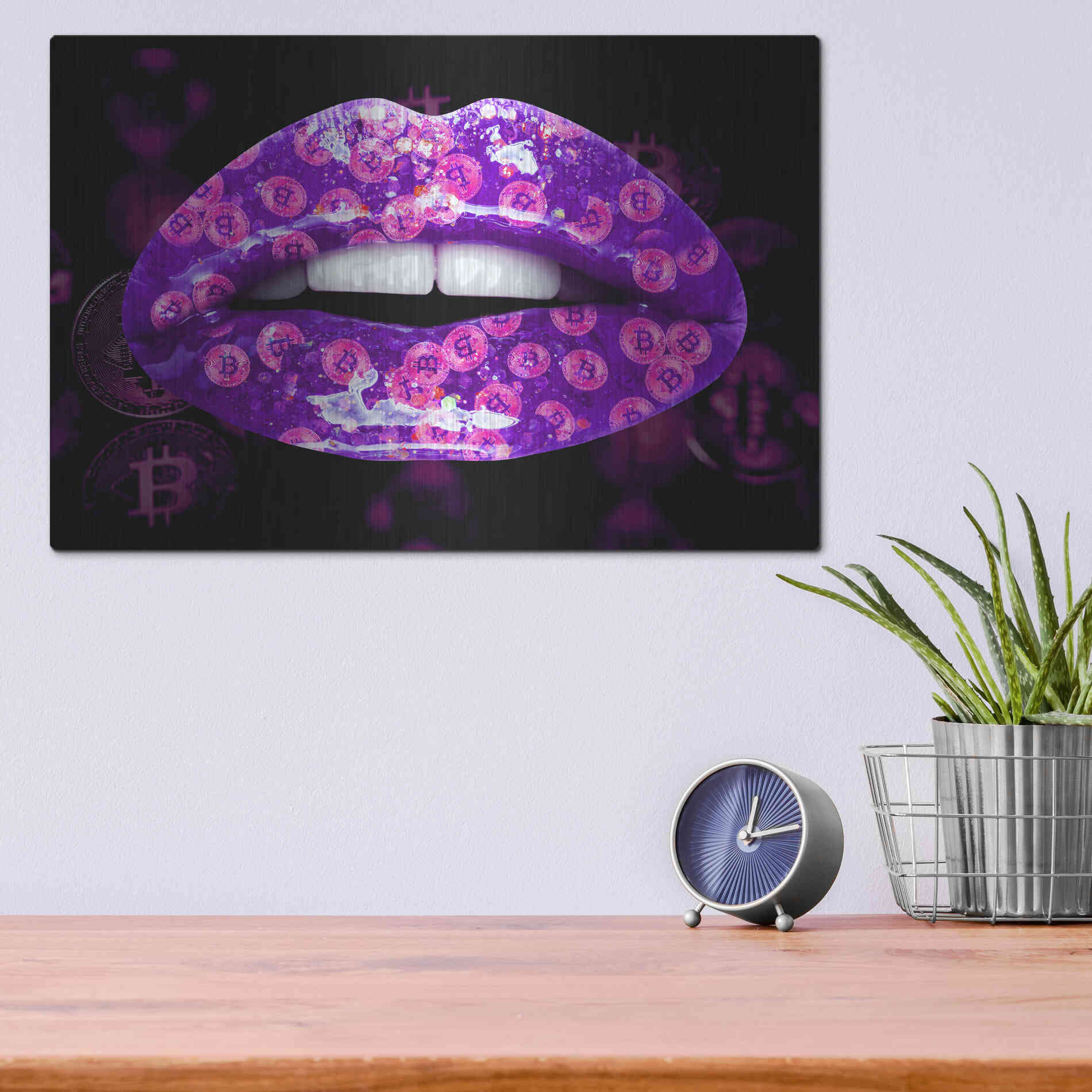 Luxe Metal Art 'Bitcoin Milkshake Amethyst' by Metal Wall Art,16x12