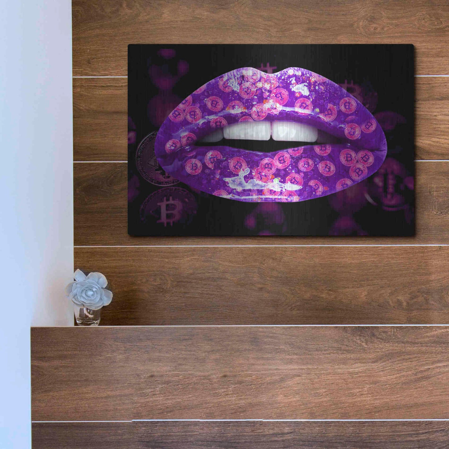 Luxe Metal Art 'Bitcoin Milkshake Amethyst' by Metal Wall Art,16x12