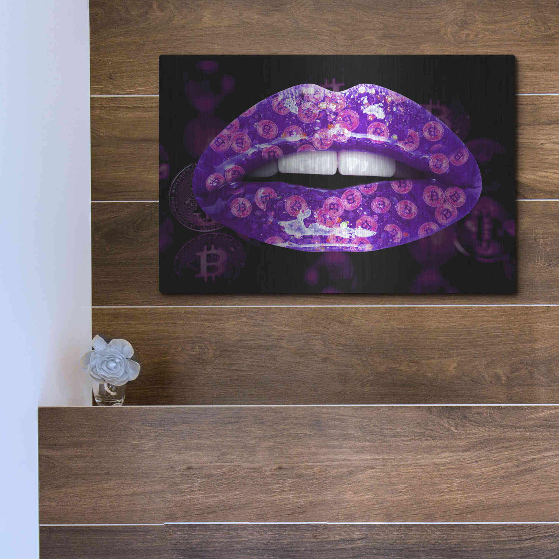 Luxe Metal Art 'Bitcoin Milkshake Amethyst' by Metal Wall Art,16x12