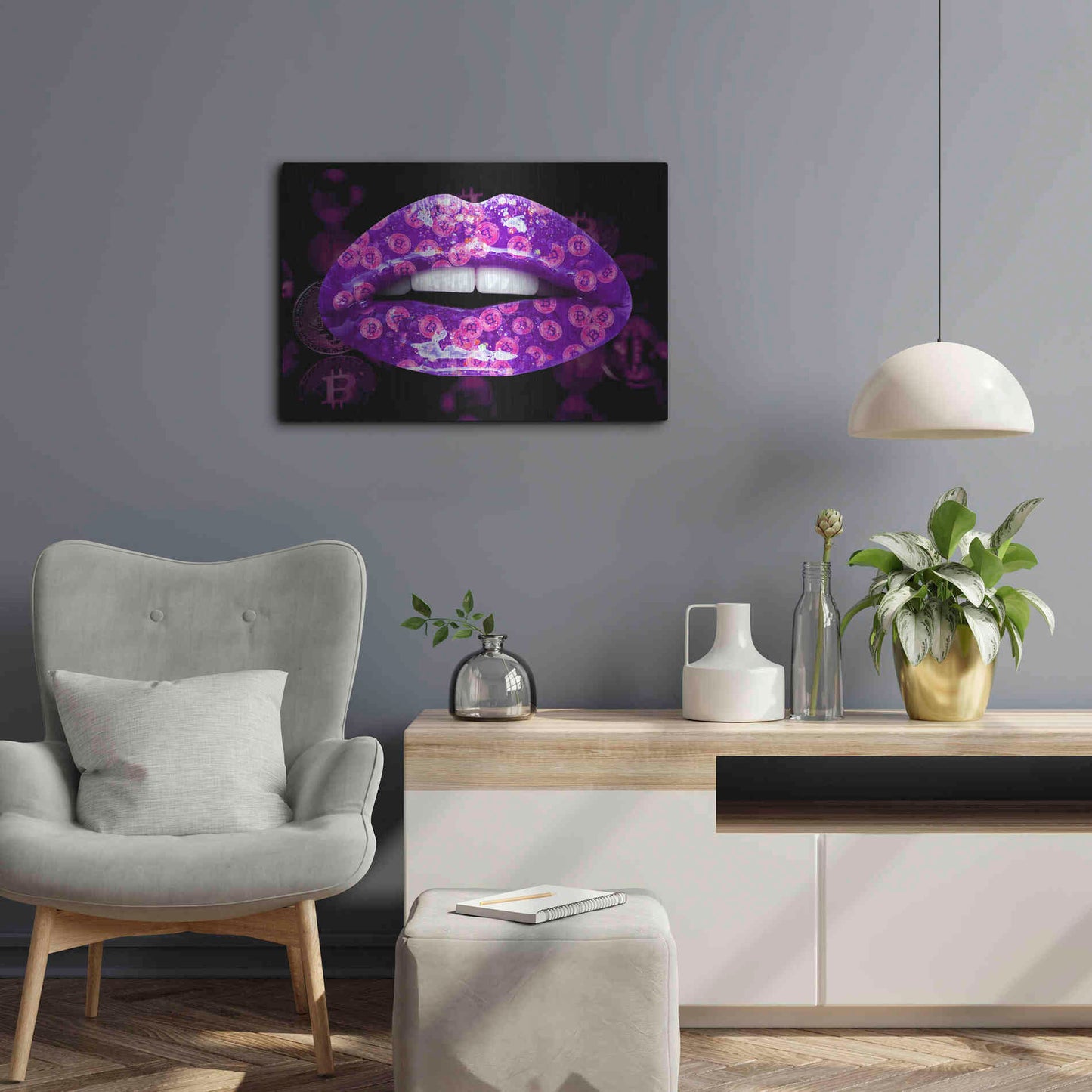 Luxe Metal Art 'Bitcoin Milkshake Amethyst' by Metal Wall Art,24x16