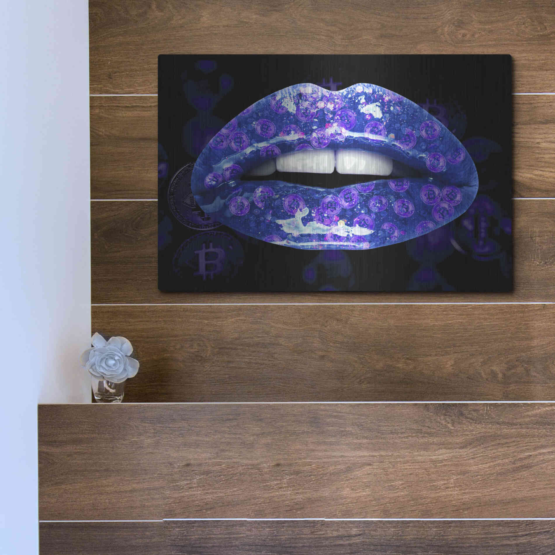 Luxe Metal Art 'Bitcoin Milkshake Sapphire' by Metal Wall Art,16x12