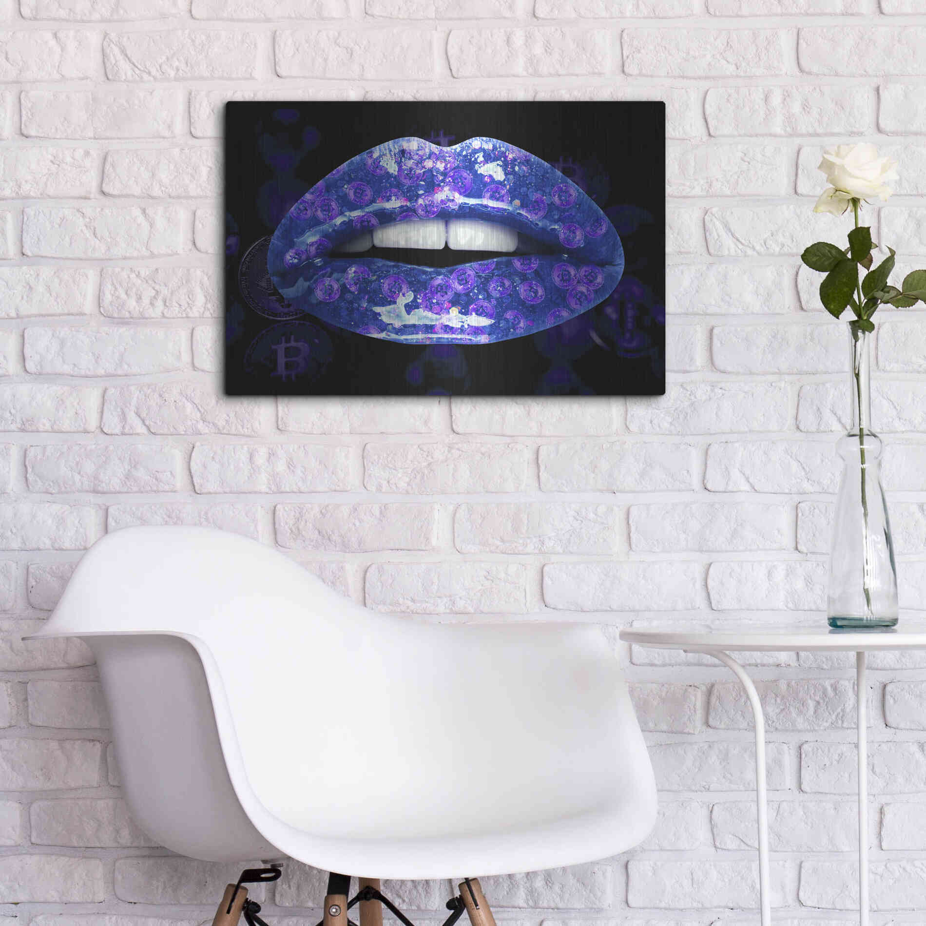 Luxe Metal Art 'Bitcoin Milkshake Sapphire' by Metal Wall Art,24x16