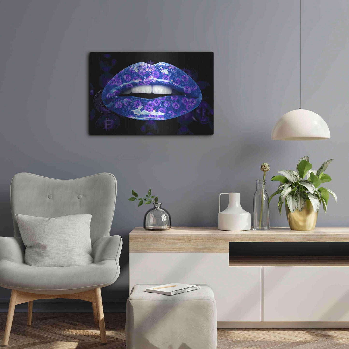 Luxe Metal Art 'Bitcoin Milkshake Sapphire' by Metal Wall Art,24x16