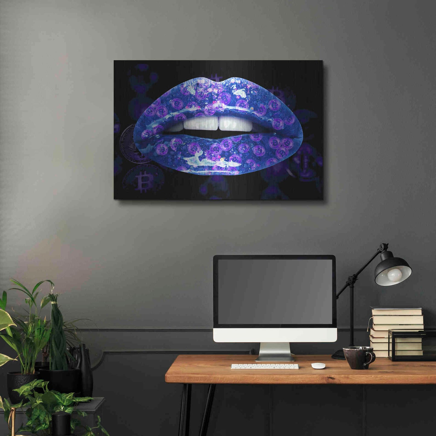 Luxe Metal Art 'Bitcoin Milkshake Sapphire' by Metal Wall Art,36x24