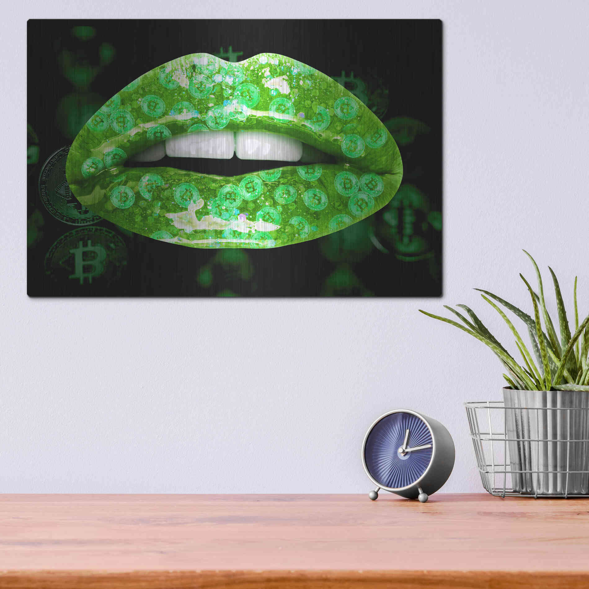 Luxe Metal Art 'Bitcoin Milkshake Shamrock' by Metal Wall Art,16x12