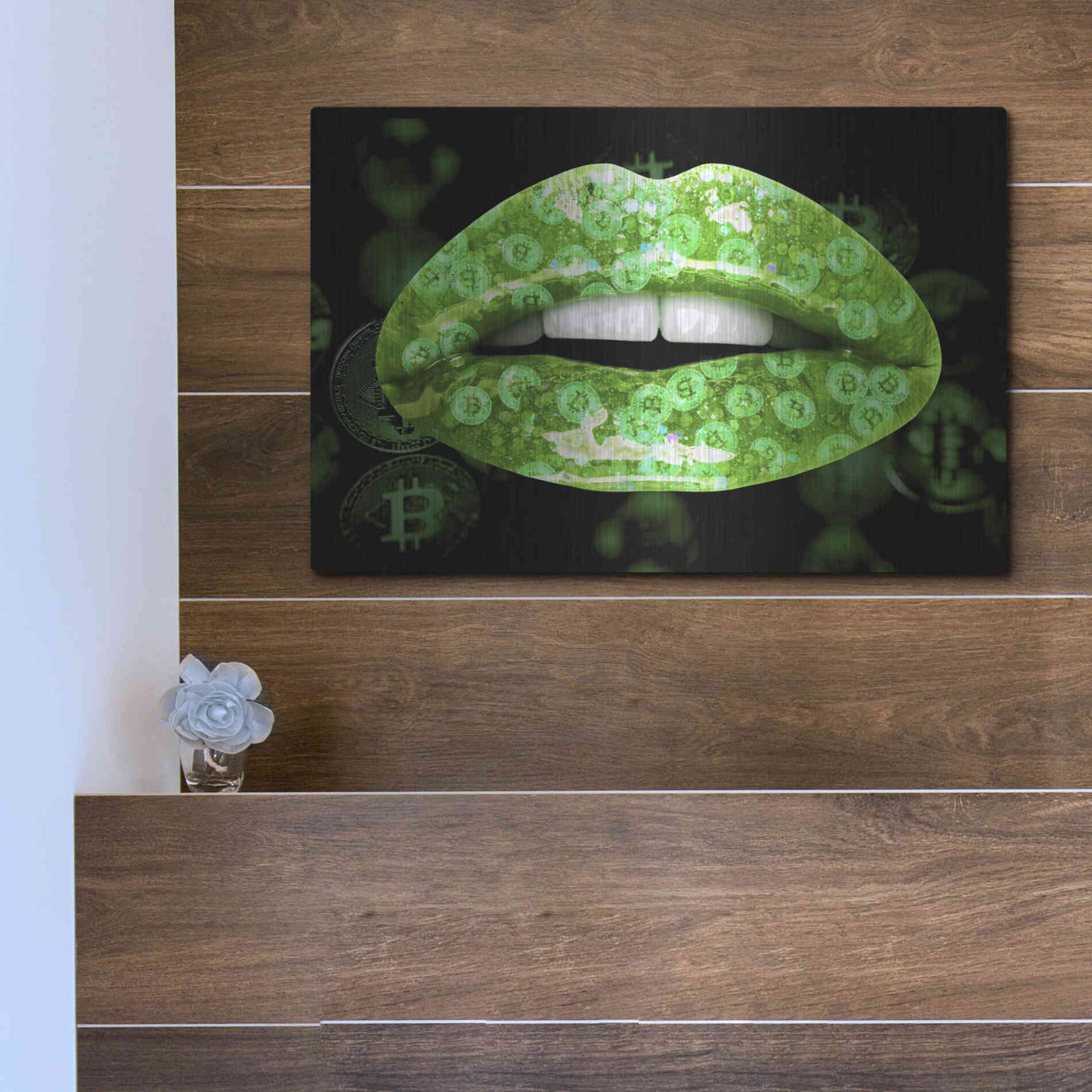 Luxe Metal Art 'Bitcoin Milkshake Shamrock' by Metal Wall Art,16x12