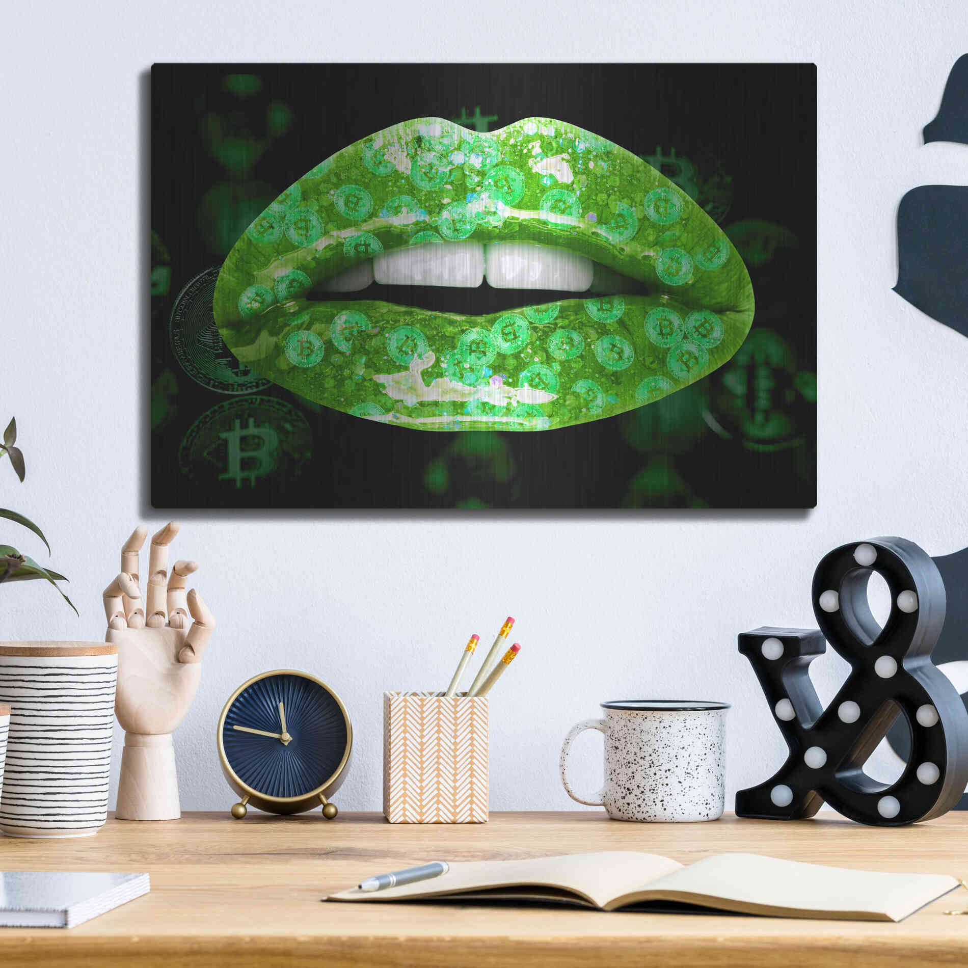 Luxe Metal Art 'Bitcoin Milkshake Shamrock' by Metal Wall Art,16x12