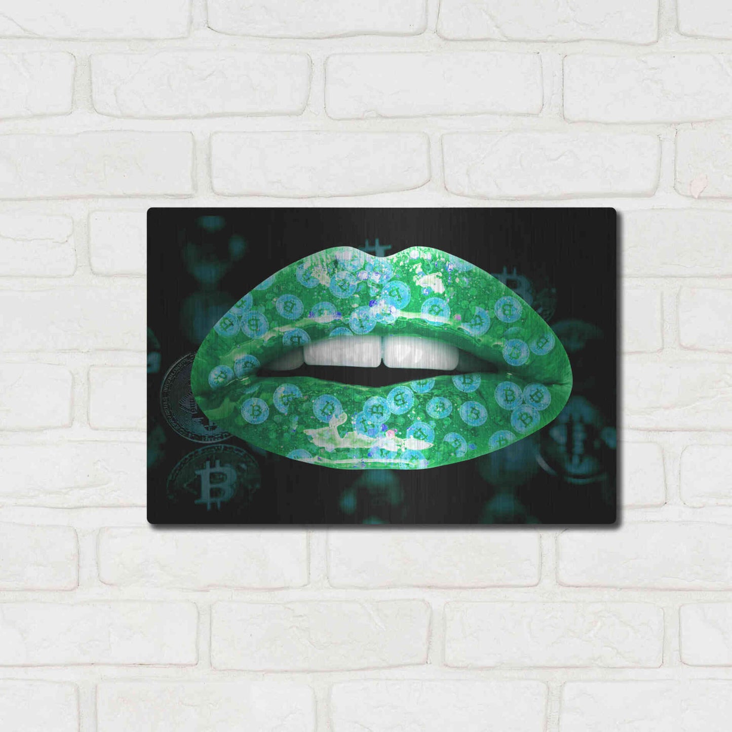 Luxe Metal Art 'Bitcoin Milkshake Turquoise' by Metal Wall Art,16x12