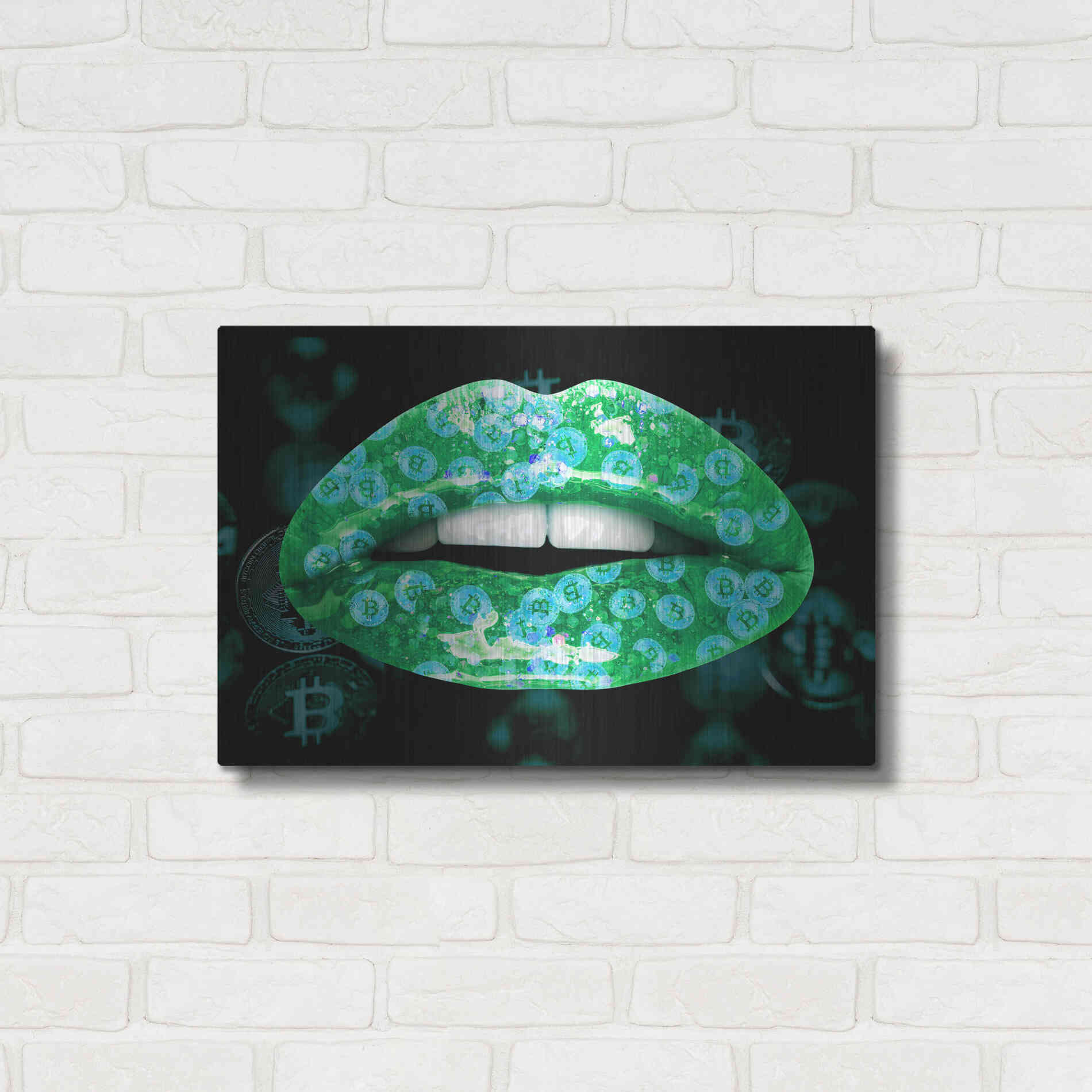 Luxe Metal Art 'Bitcoin Milkshake Turquoise' by Metal Wall Art,24x16