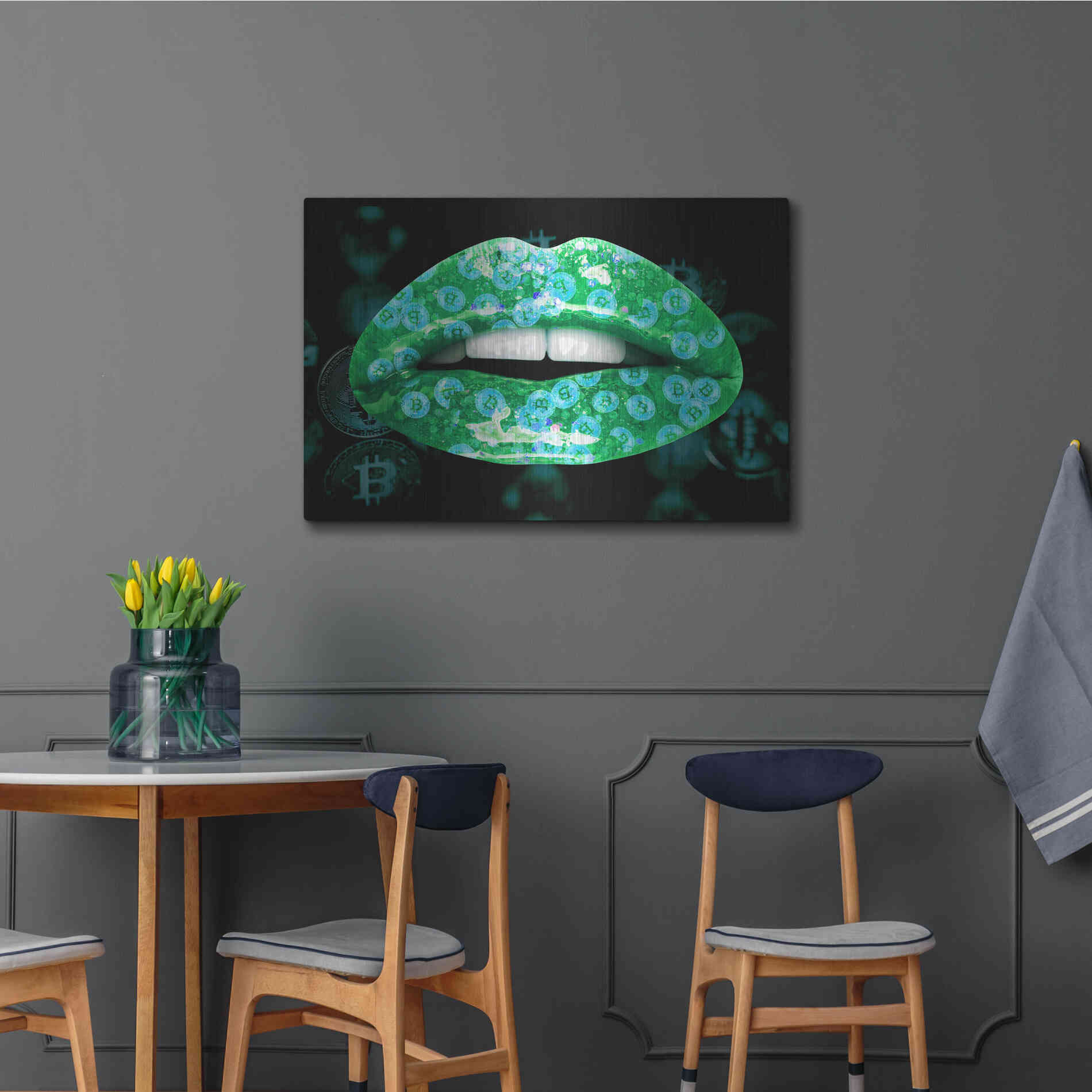 Luxe Metal Art 'Bitcoin Milkshake Turquoise' by Metal Wall Art,36x24