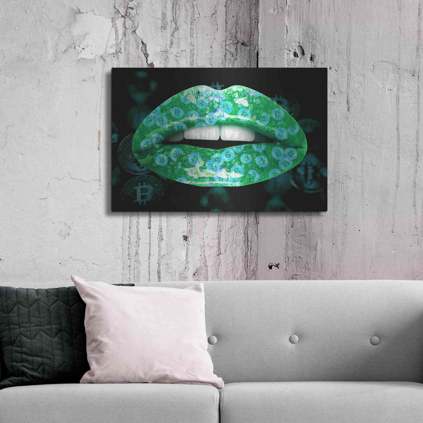 Luxe Metal Art 'Bitcoin Milkshake Turquoise' by Metal Wall Art,36x24