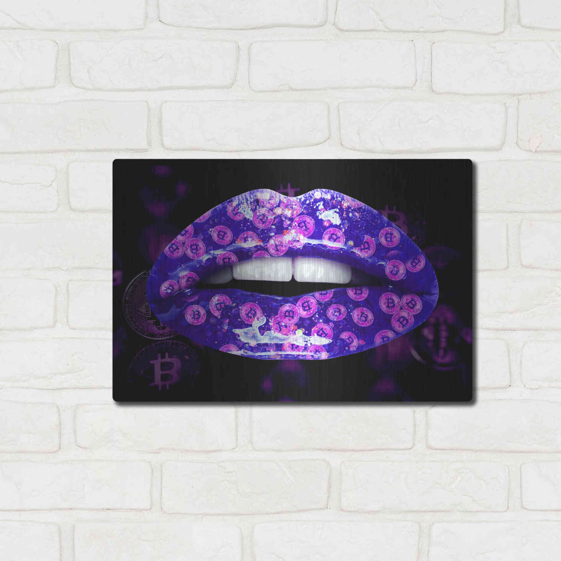 Luxe Metal Art 'Bitcoin Milkshake Violet' by Metal Wall Art,16x12