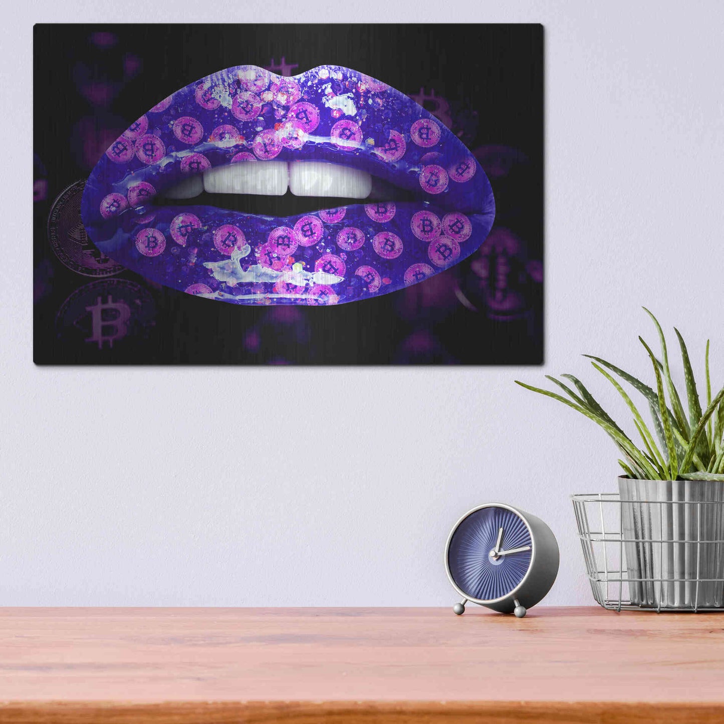 Luxe Metal Art 'Bitcoin Milkshake Violet' by Metal Wall Art,16x12