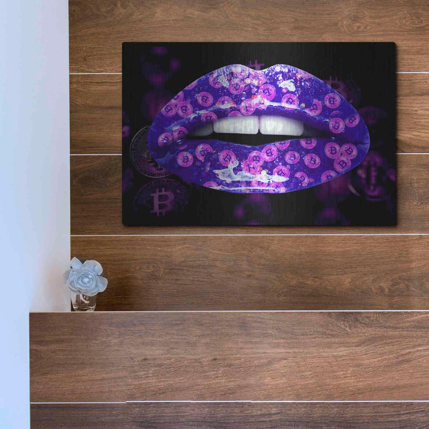 Luxe Metal Art 'Bitcoin Milkshake Violet' by Metal Wall Art,16x12