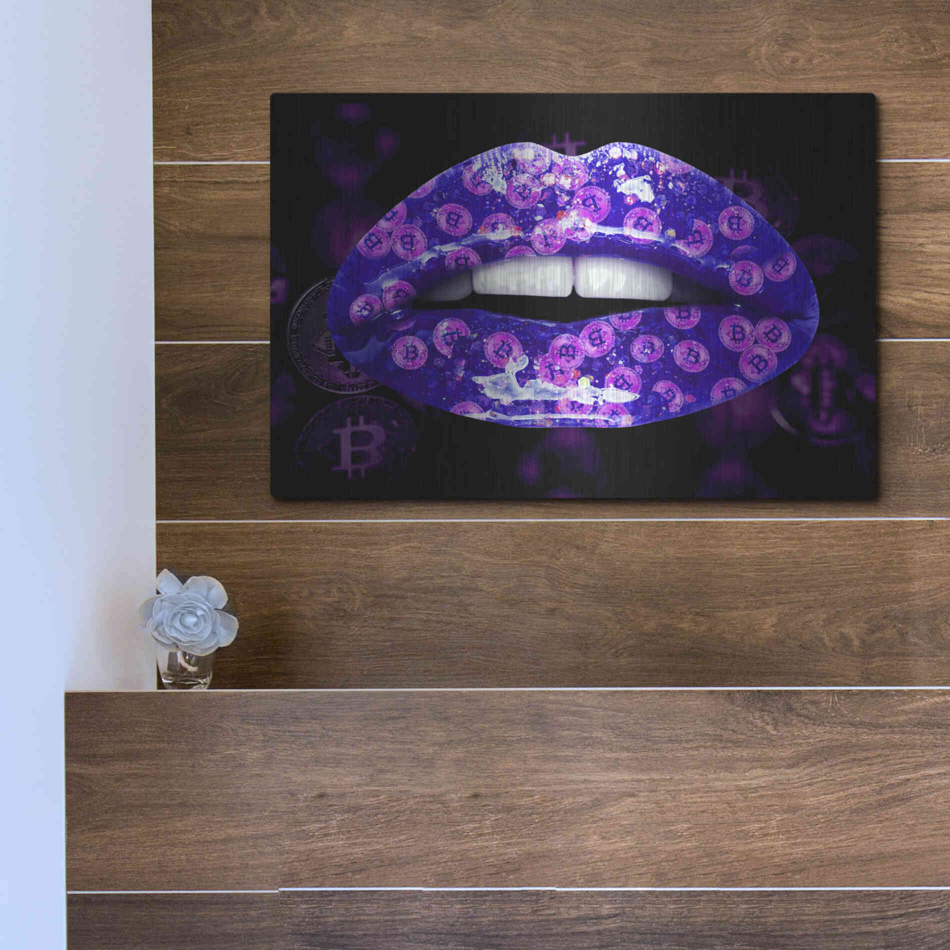 Luxe Metal Art 'Bitcoin Milkshake Violet' by Metal Wall Art,16x12