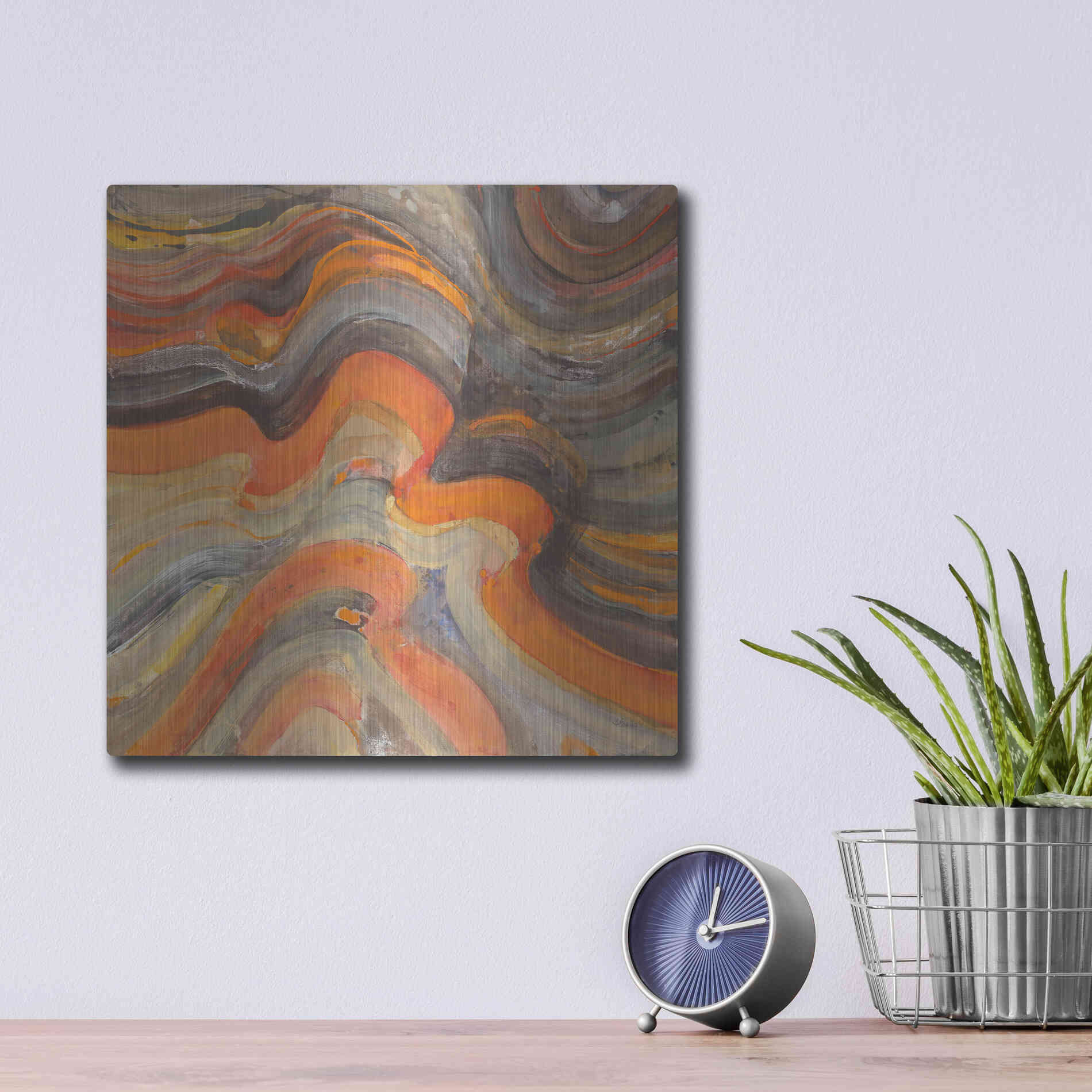 Luxe Metal Art 'Floating Lava' by Albena Hristova, Metal Wall Art,12x12