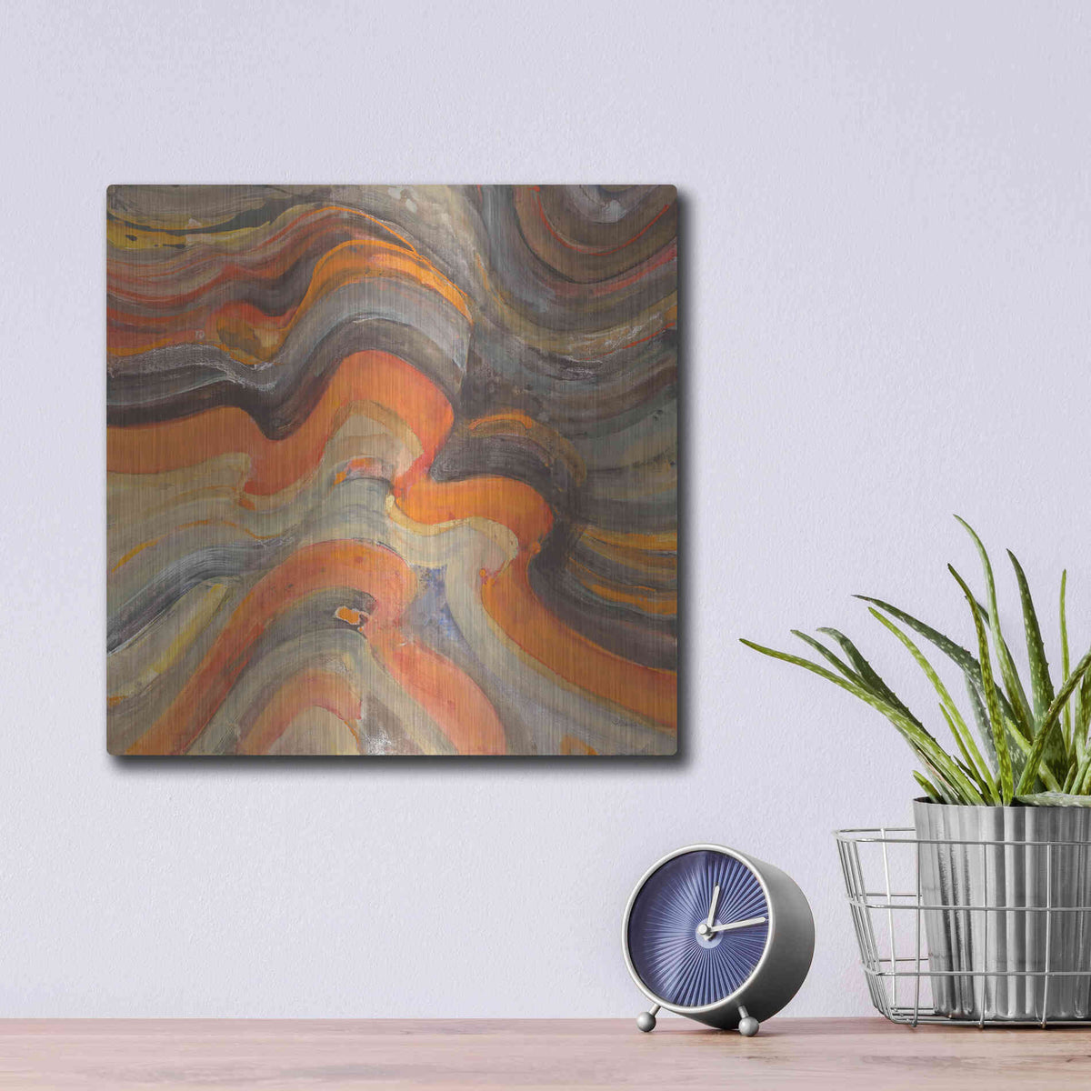 Luxe Metal Art 'Floating Lava' by Albena Hristova, Metal Wall Art,12x12