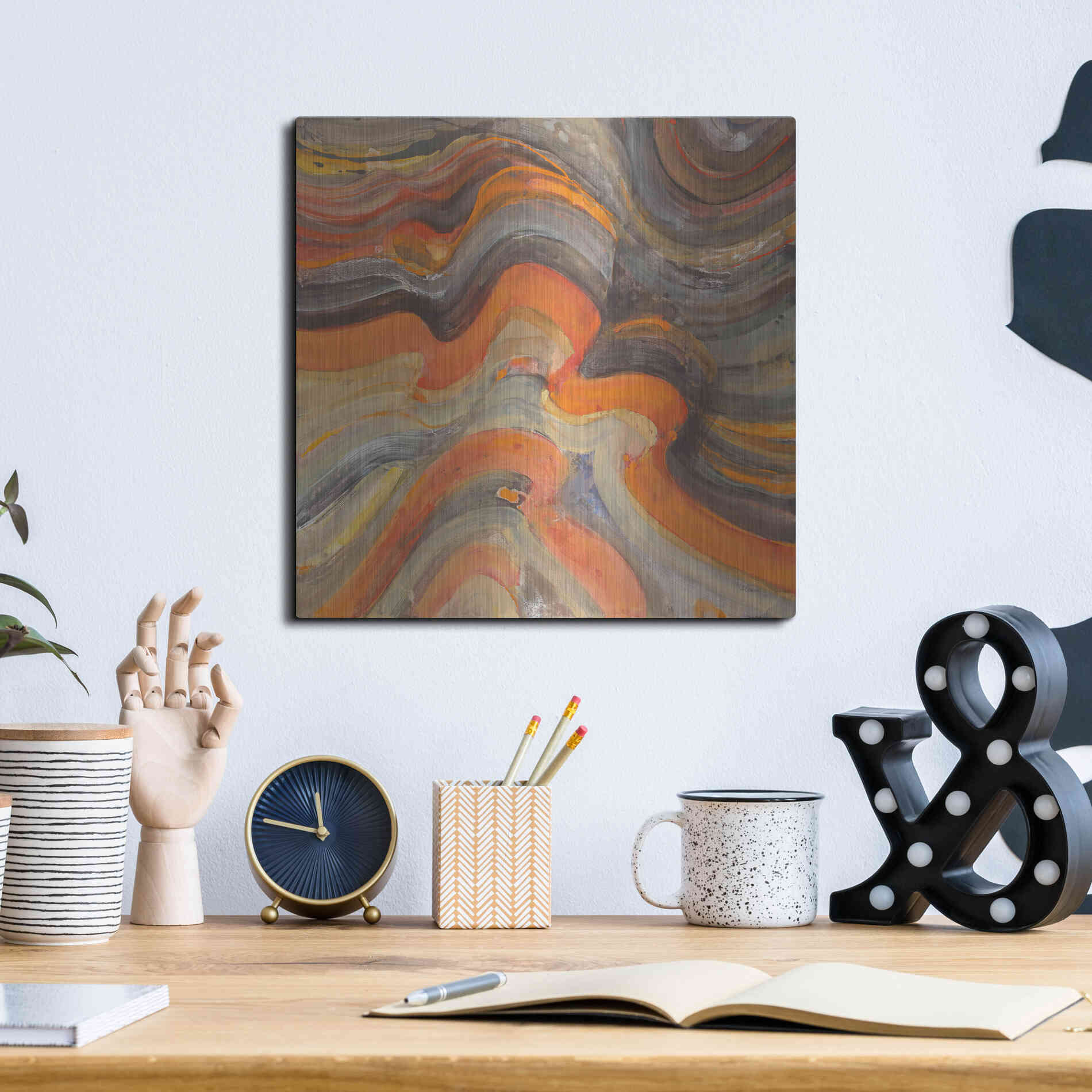 Luxe Metal Art 'Floating Lava' by Albena Hristova, Metal Wall Art,12x12