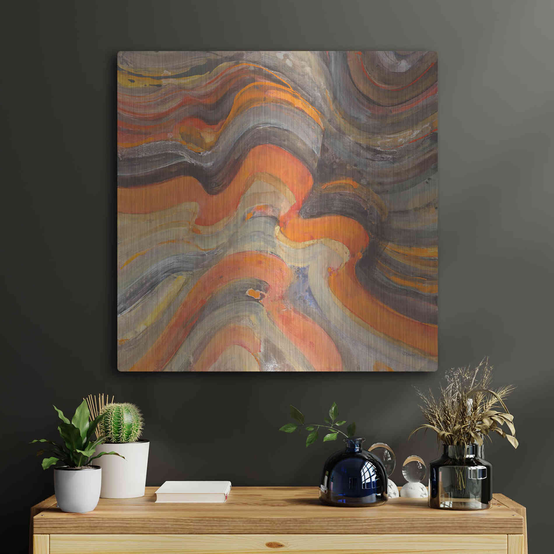 Luxe Metal Art 'Floating Lava' by Albena Hristova, Metal Wall Art,24x24