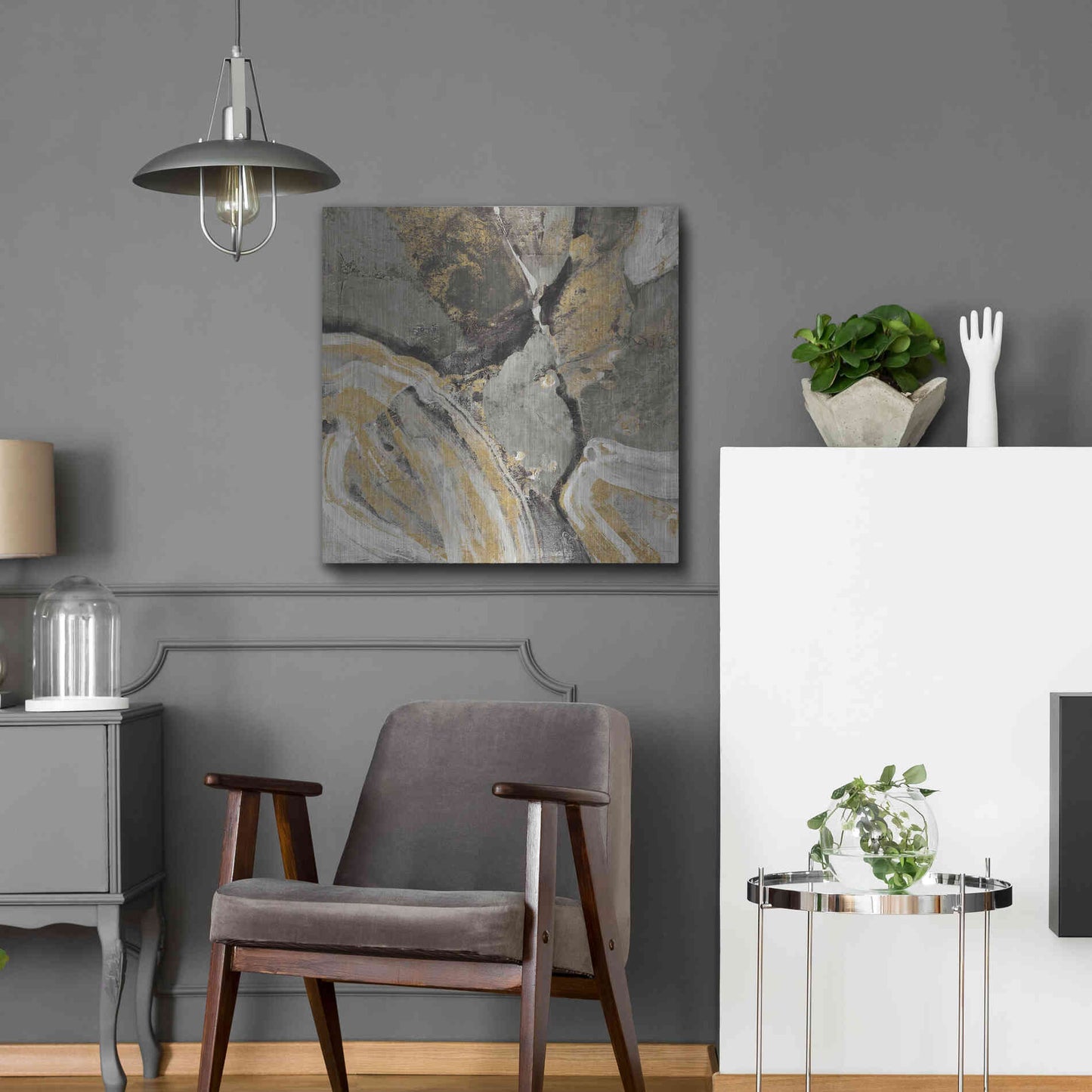 Luxe Metal Art 'Phoenix Neutral' by Albena Hristova, Metal Wall Art,24x24