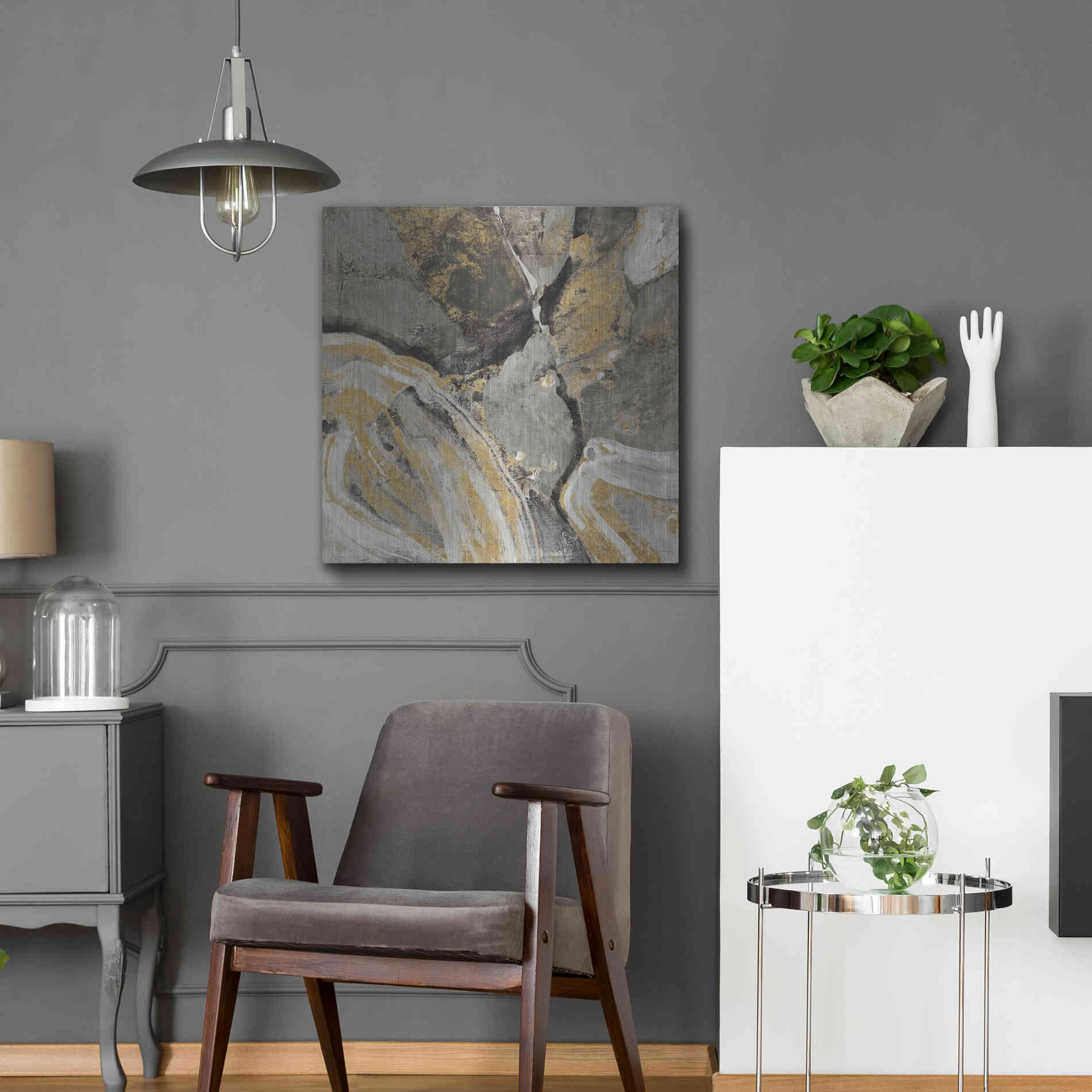 Luxe Metal Art 'Phoenix Neutral' by Albena Hristova, Metal Wall Art,24x24