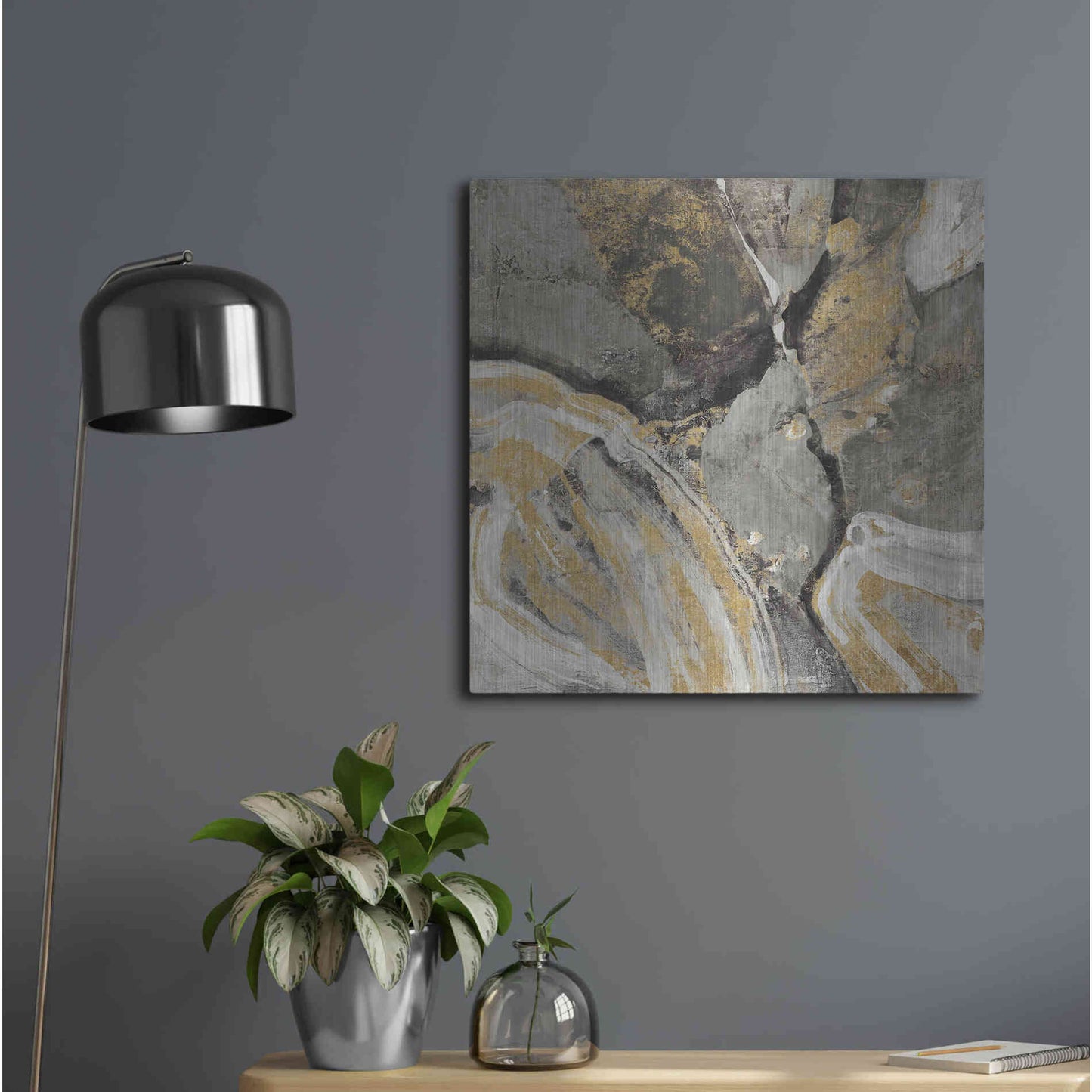 Luxe Metal Art 'Phoenix Neutral' by Albena Hristova, Metal Wall Art,24x24