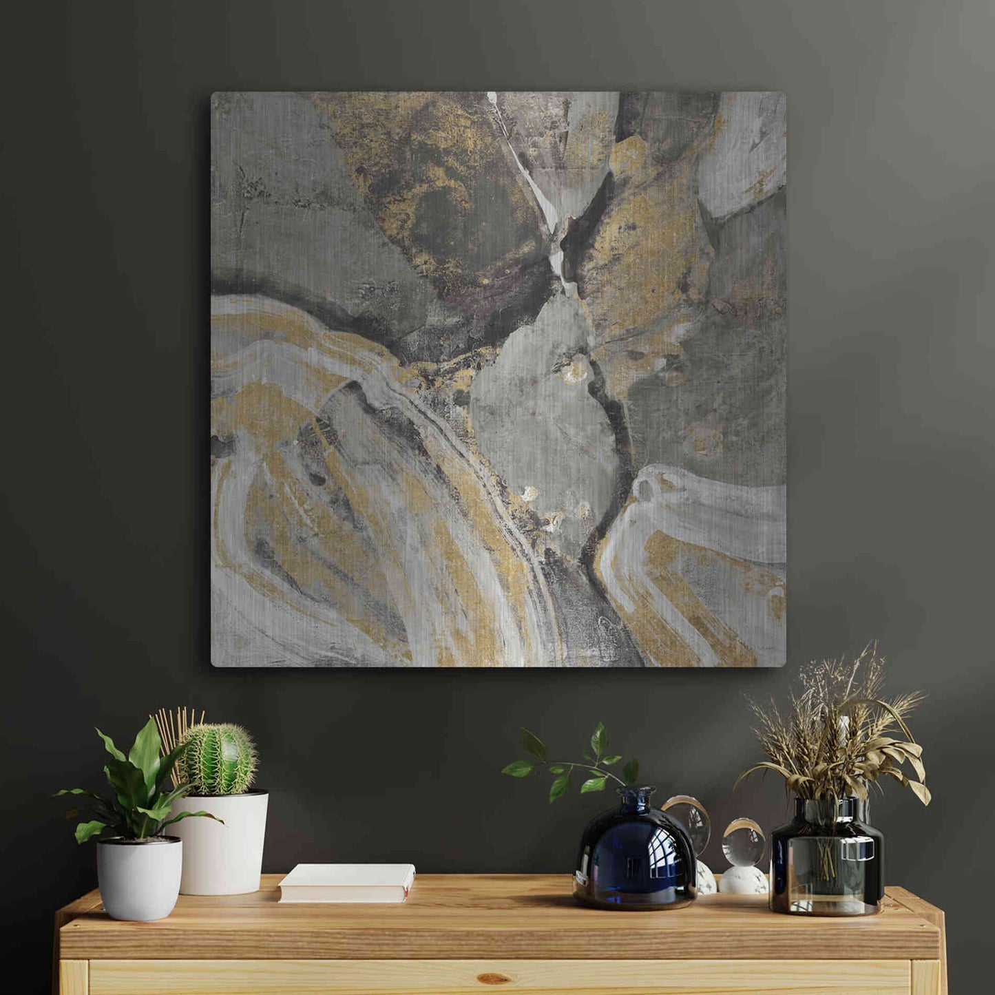 Luxe Metal Art 'Phoenix Neutral' by Albena Hristova, Metal Wall Art,24x24