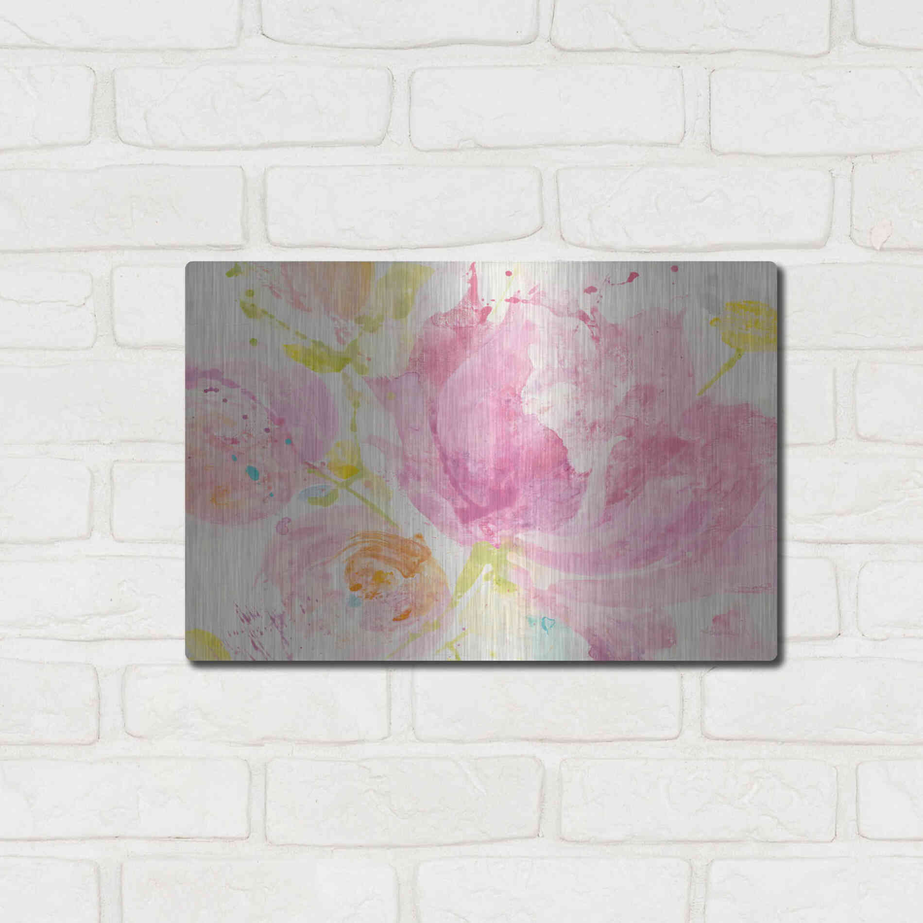 Luxe Metal Art 'Spring Abstracts Florals II' by Albena Hristova, Metal Wall Art,16x12