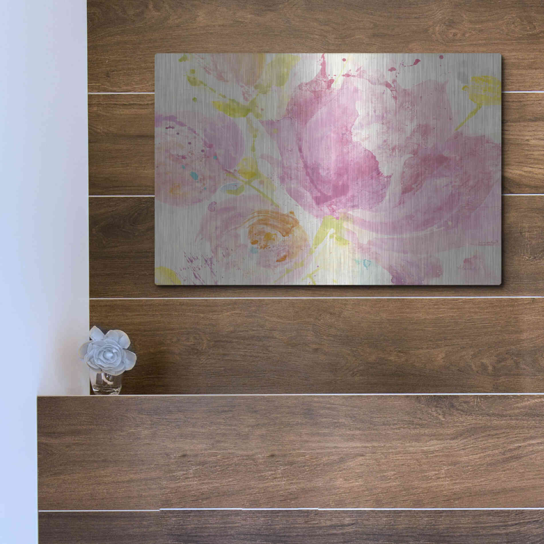 Luxe Metal Art 'Spring Abstracts Florals II' by Albena Hristova, Metal Wall Art,16x12