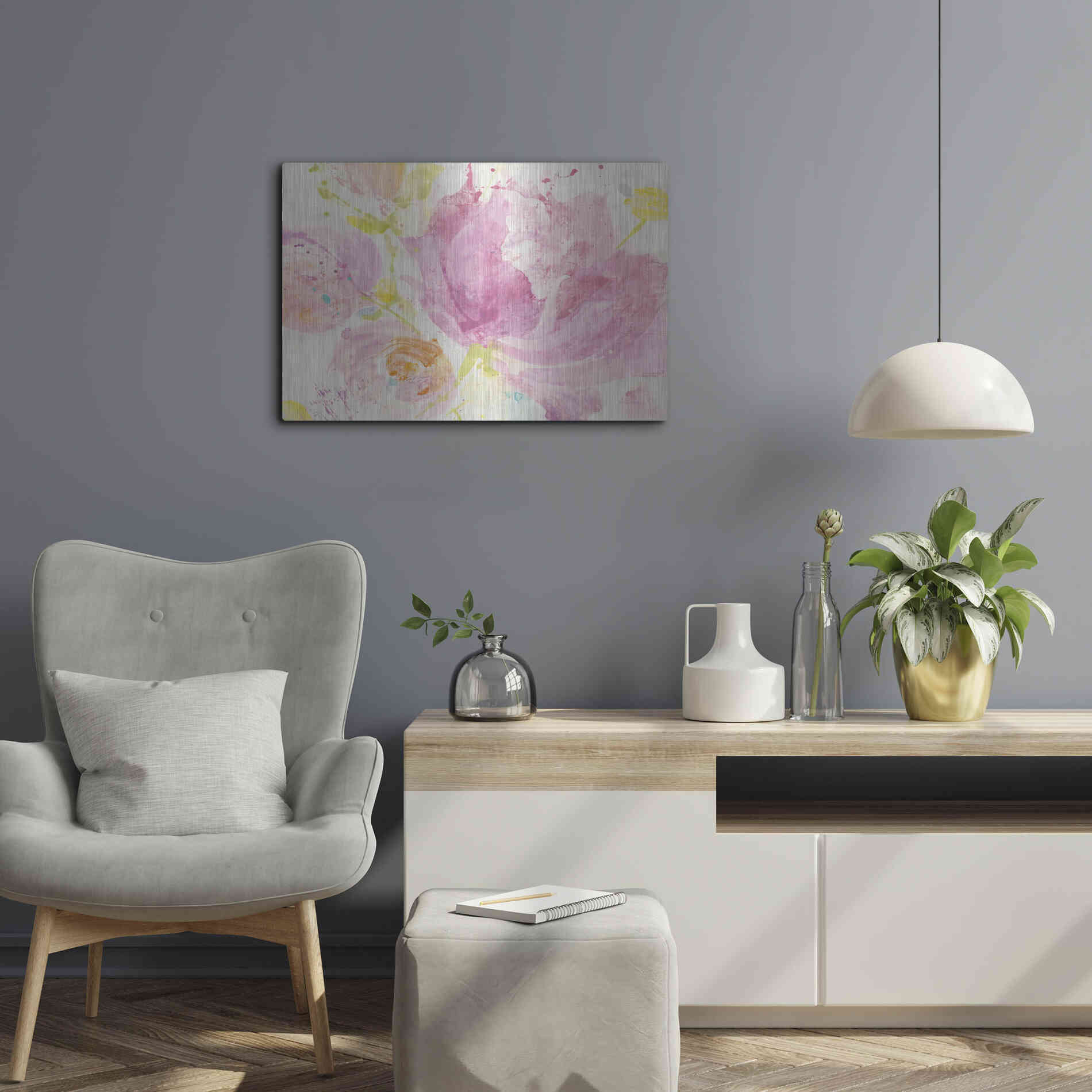 Luxe Metal Art 'Spring Abstracts Florals II' by Albena Hristova, Metal Wall Art,24x16
