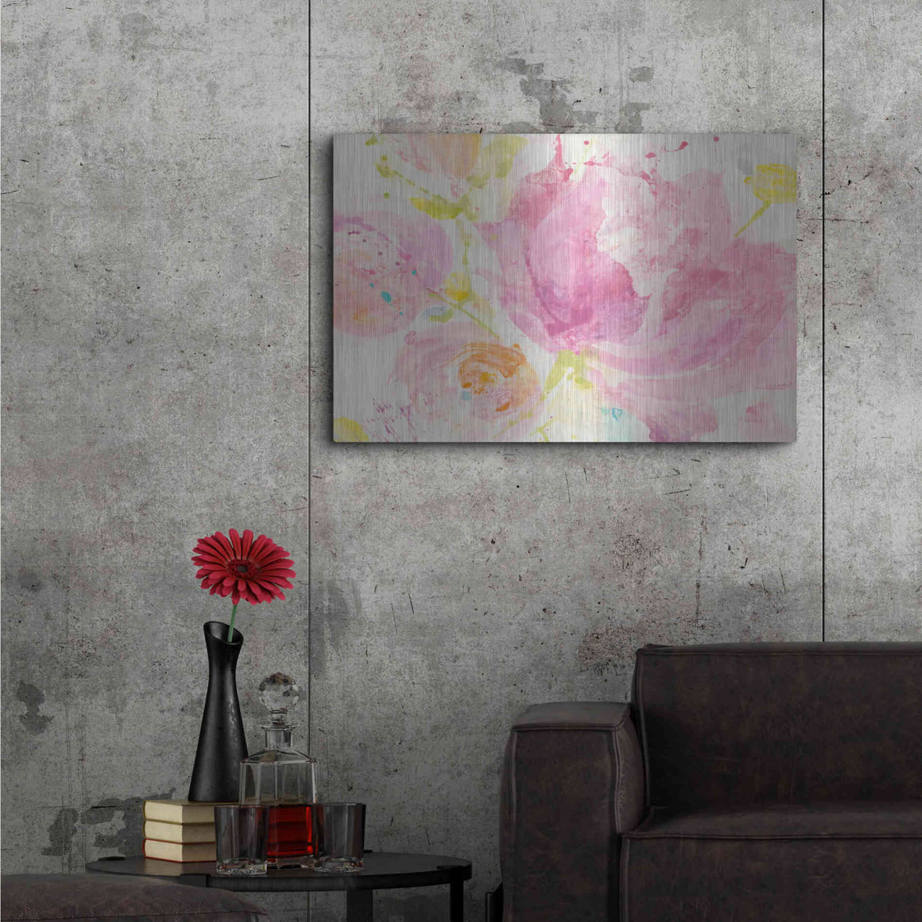 Luxe Metal Art 'Spring Abstracts Florals II' by Albena Hristova, Metal Wall Art,36x24