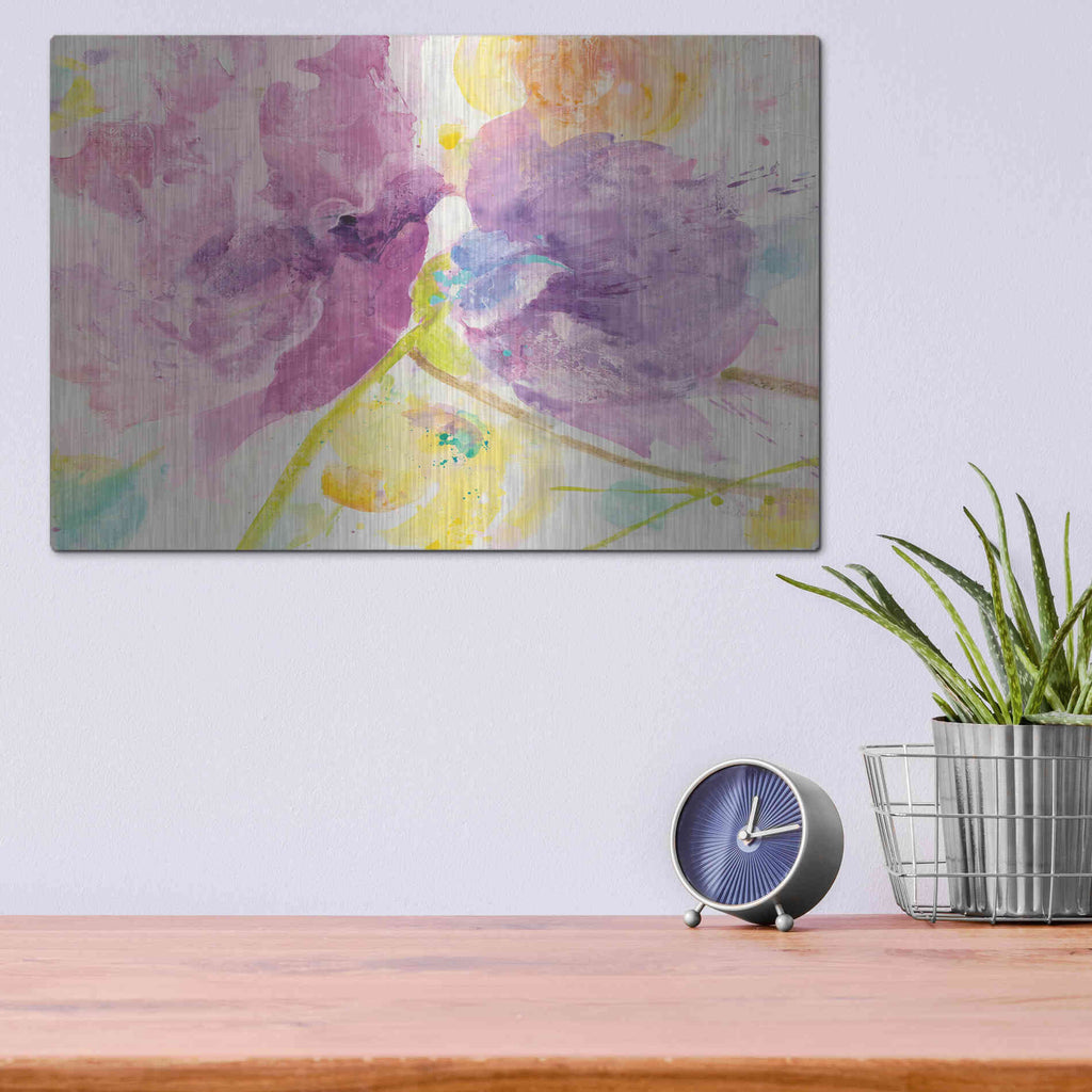 Luxe Metal Art 'Spring Abstracts Florals I' by Albena Hristova, Metal Wall Art,16x12
