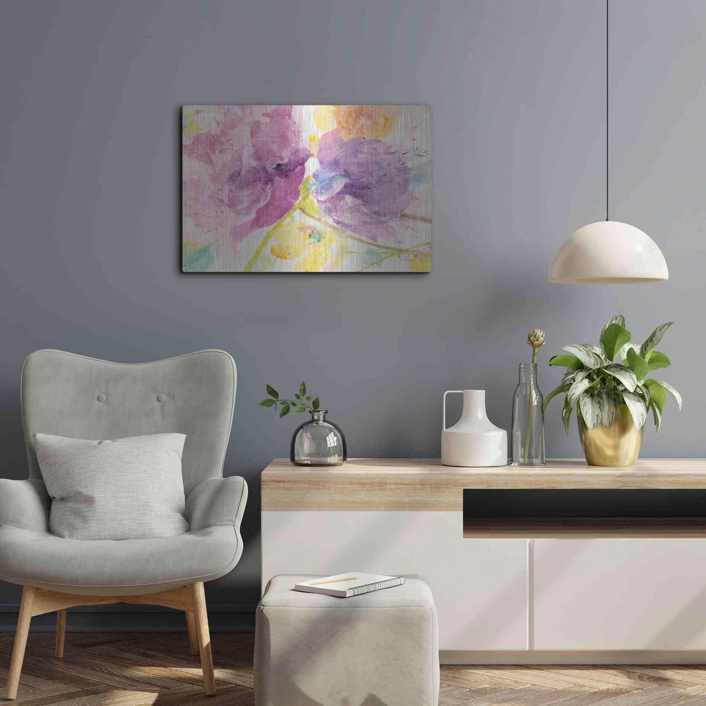 Luxe Metal Art 'Spring Abstracts Florals I' by Albena Hristova, Metal Wall Art,24x16