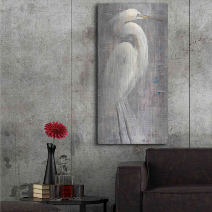 Luxe Metal Art 'Coastal Egret I Legs' by Albena Hristova, Metal Wall Art,24x48