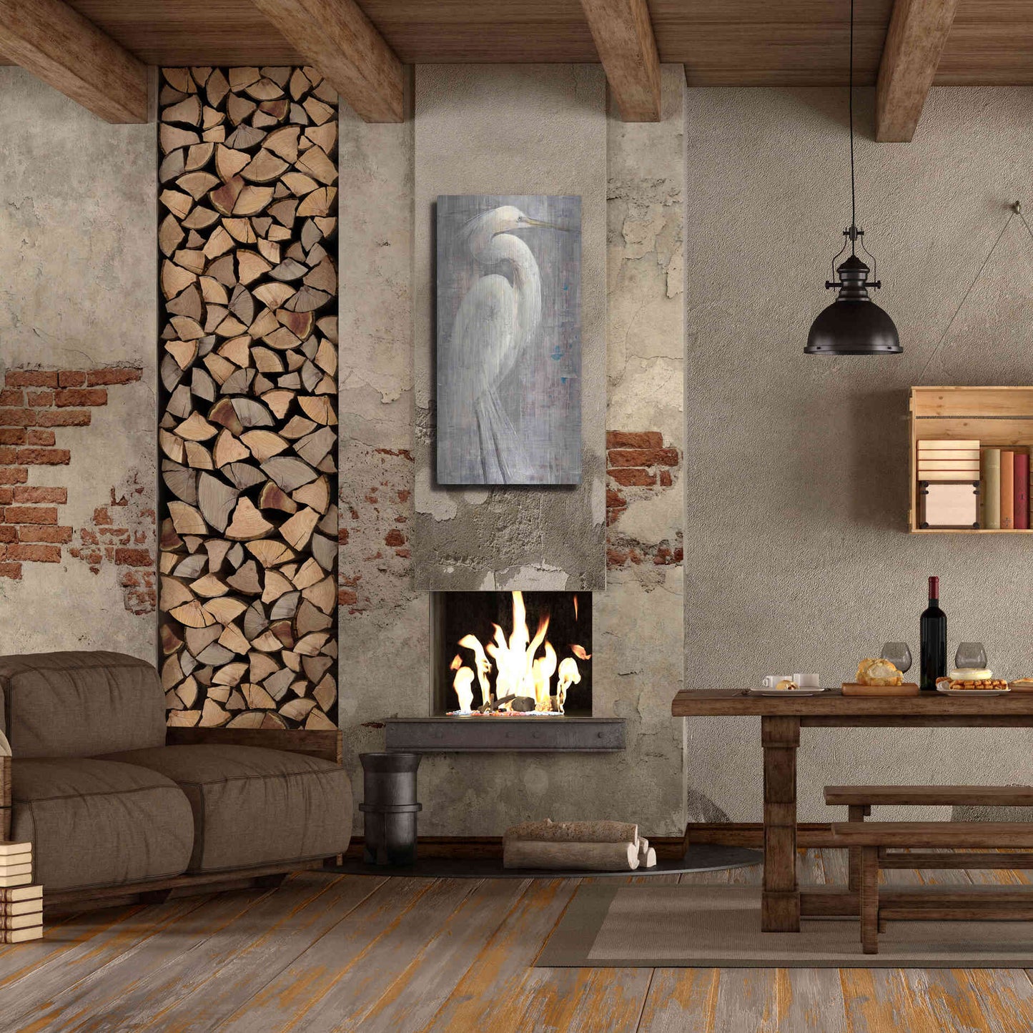 Luxe Metal Art 'Coastal Egret I Legs' by Albena Hristova, Metal Wall Art,24x48