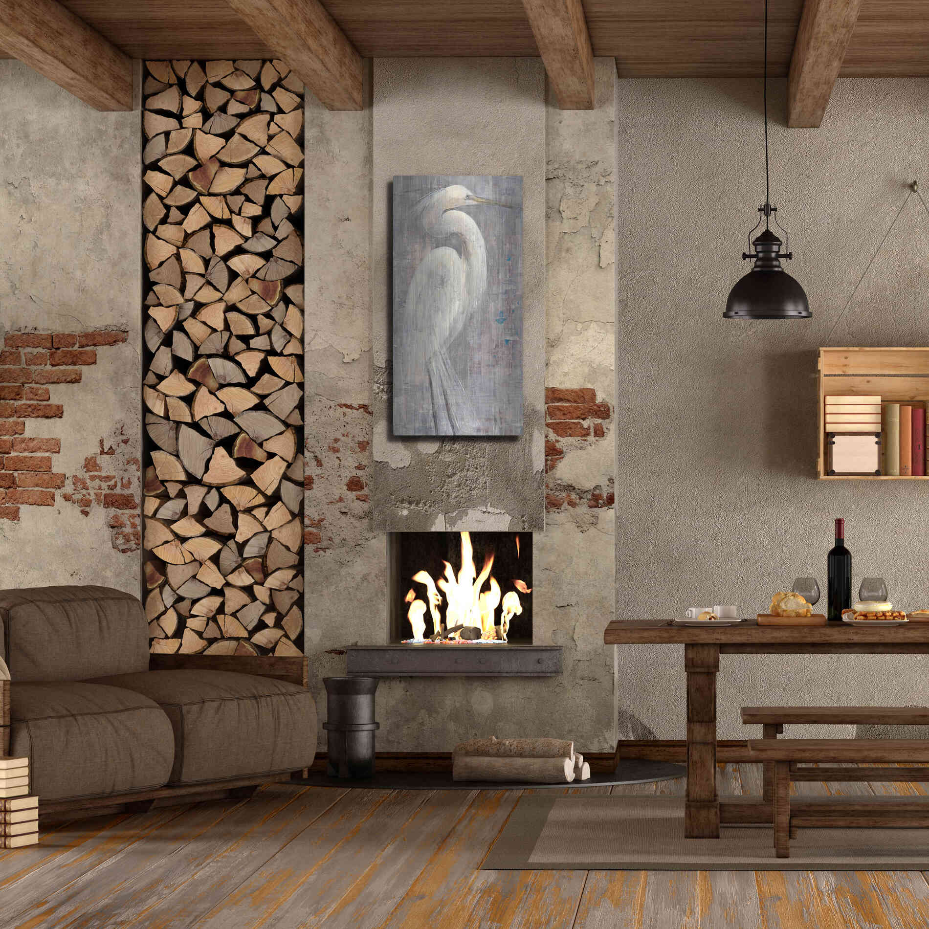 Luxe Metal Art 'Coastal Egret I Legs' by Albena Hristova, Metal Wall Art,24x48