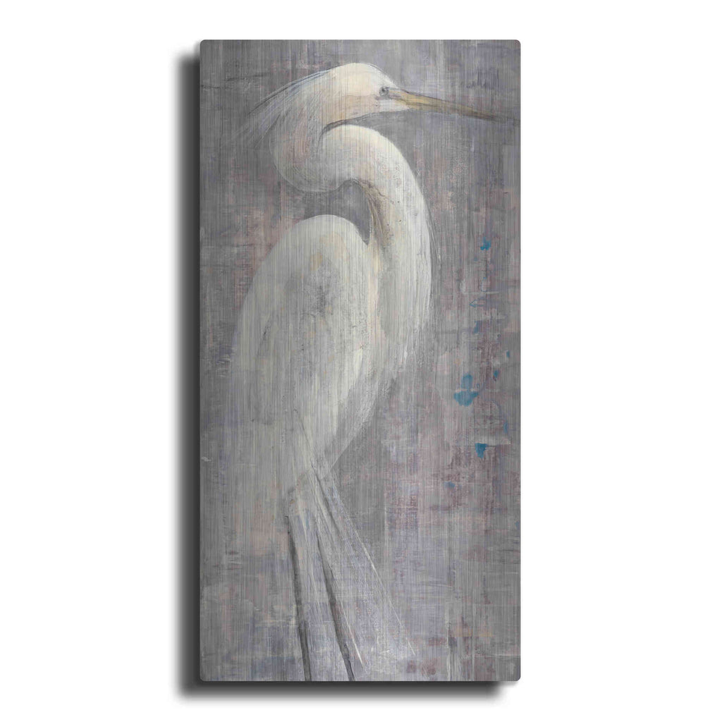 Luxe Metal Art 'Coastal Egret I Legs' by Albena Hristova, Metal Wall Art
